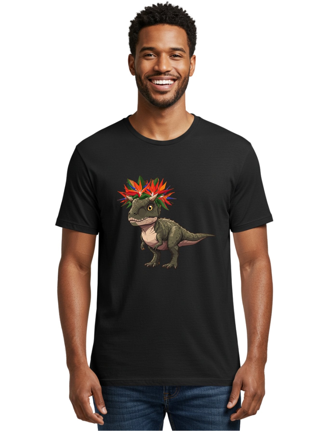 Carnotaurus-With-Flowers Men'S Graphic Tee, 100% Cotton, Comfortable Casual Summer Wear, Machine Washable, Vintage Camera, Old Camera, Antique Camera, Black Camera, Classic Photography, Photography Equipment, Nostalgic Device, Film Camera, Bal949 26