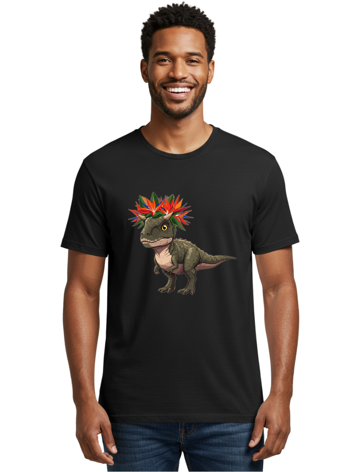 Carnotaurus-With-Flowers Men'S Graphic Tee, 100% Cotton, Comfortable Casual Summer Wear, Machine Washable, Vintage Camera, Old Camera, Antique Camera, Black Camera, Classic Photography, Photography Equipment, Nostalgic Device, Film Camera, Bal949 20