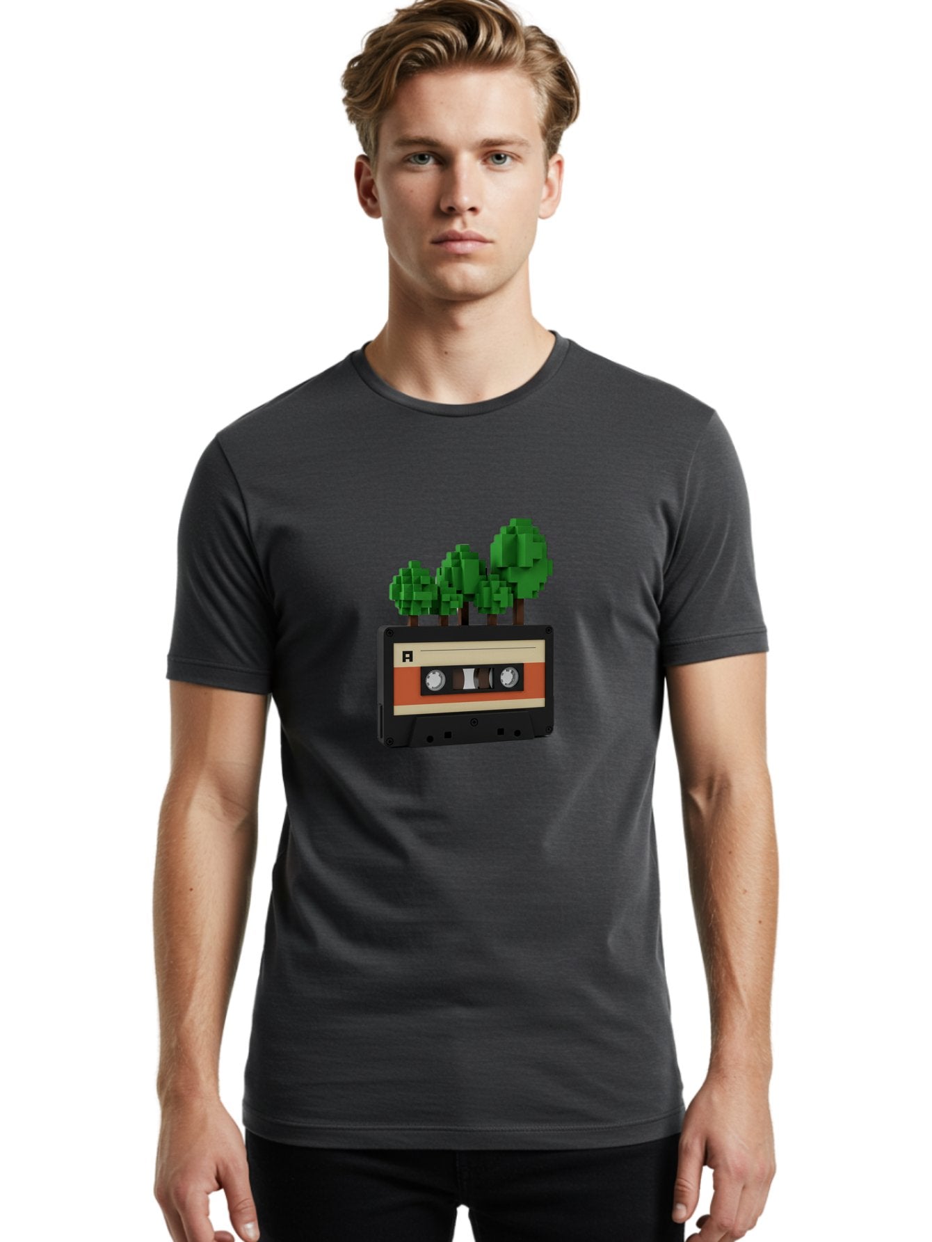 Cassette-Tape-Trees Men'S Graphic Tee, 100% Cotton, Comfortable Casual Summer Wear, Machine Washable, Vintage Camera, Old Camera, Antique Camera, Black Camera, Classic Photography, Photography Equipment, Nostalgic Device, Film Camera, Bal961 17