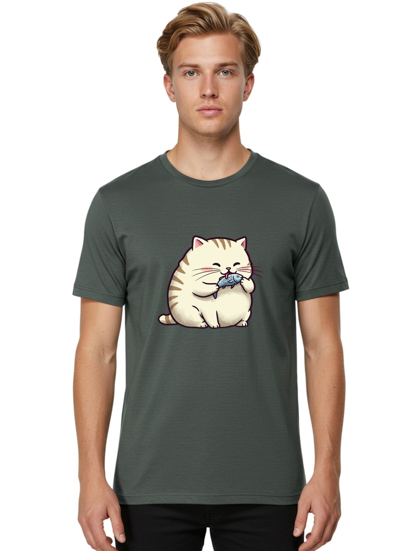 Cat-Eating-Fish-2 Men'S Graphic Tee, 100% Cotton, Comfortable Casual Summer Wear, Machine Washable, Vintage Camera, Old Camera, Antique Camera, Black Camera, Classic Photography, Photography Equipment, Nostalgic Device, Film Camera, Camera Art Bal968 20