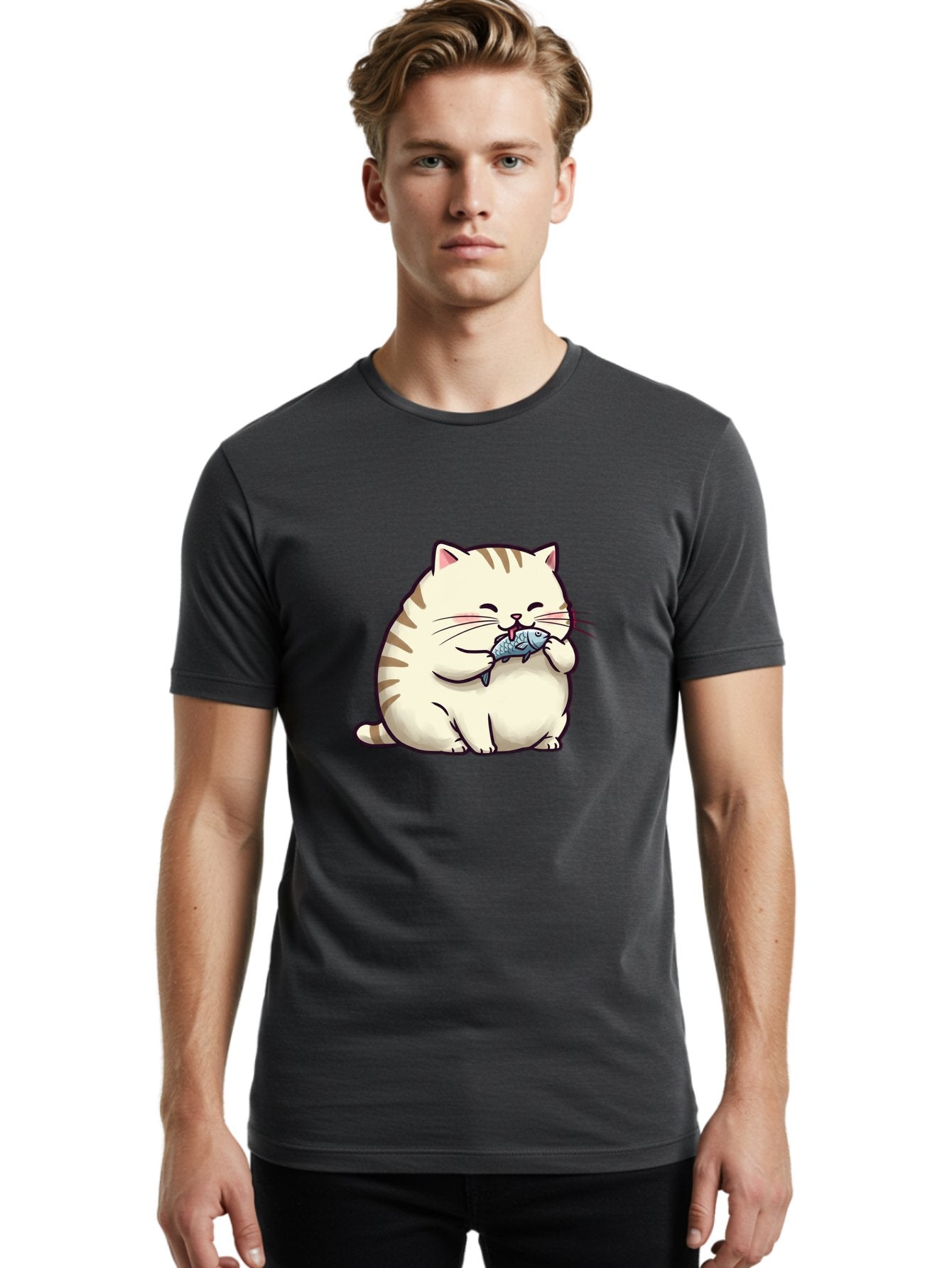 Cat-Eating-Fish-2 Men'S Graphic Tee, 100% Cotton, Comfortable Casual Summer Wear, Machine Washable, Vintage Camera, Old Camera, Antique Camera, Black Camera, Classic Photography, Photography Equipment, Nostalgic Device, Film Camera, Camera Art Bal968 18