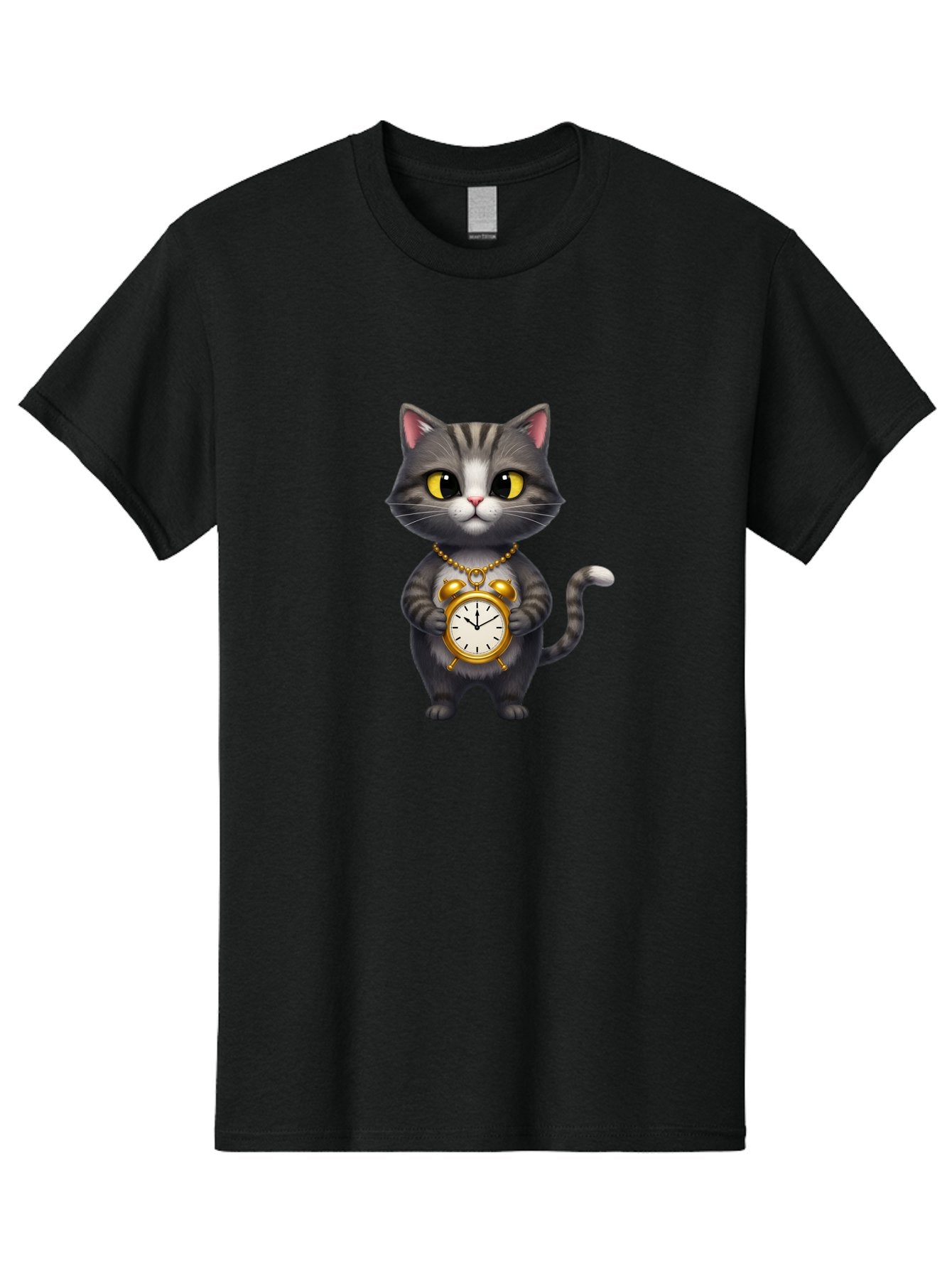 Cat-Holding-Clock Men'S Graphic Tee, 100% Cotton, Comfortable Casual Summer Wear, Machine Washable, Vintage Camera, Old Camera, Antique Camera, Black Camera, Classic Photography, Photography Equipment, Nostalgic Device, Film Camera, Camera Art Bal971 7