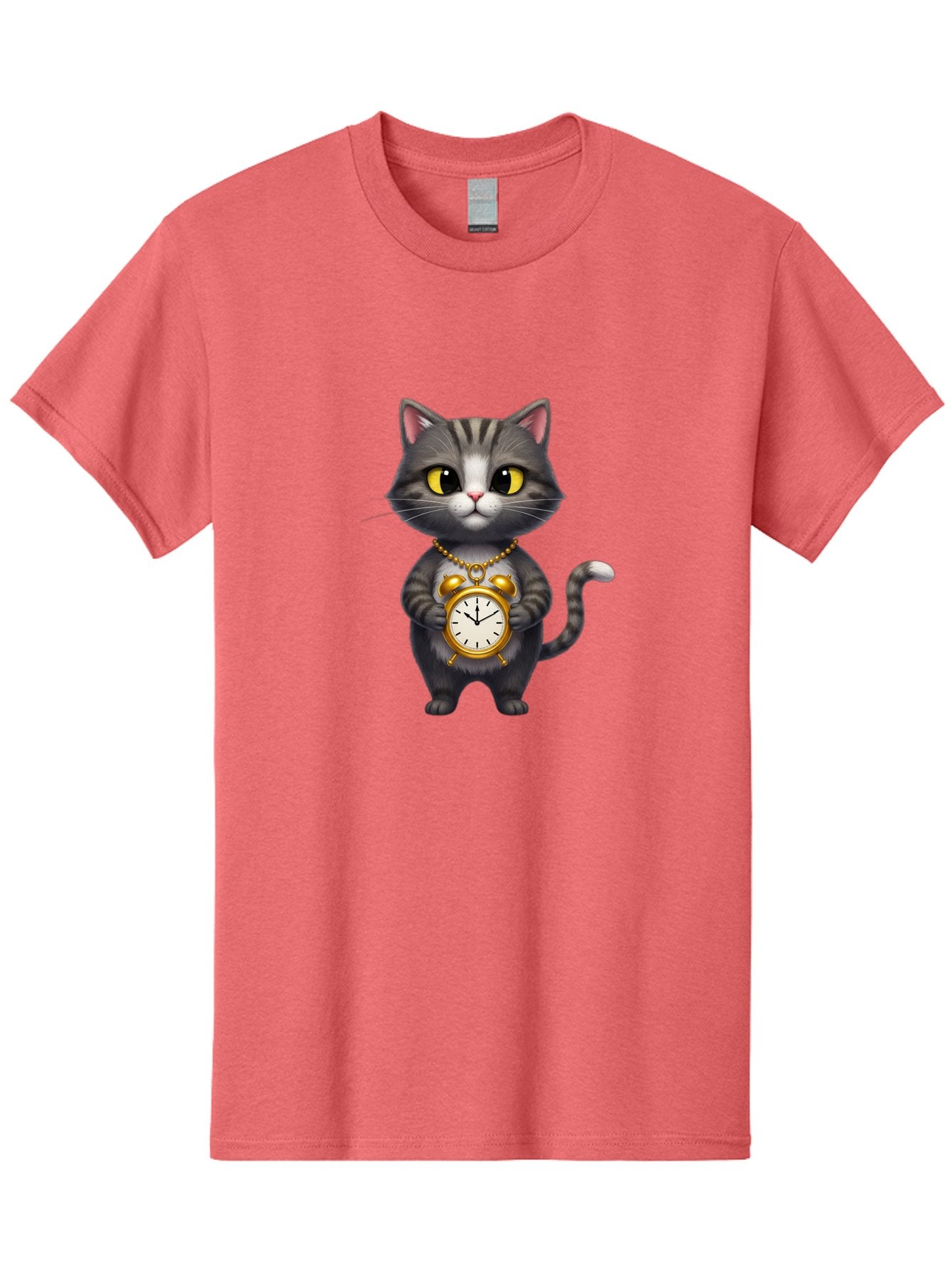 Cat-Holding-Clock Men'S Graphic Tee, 100% Cotton, Comfortable Casual Summer Wear, Machine Washable, Vintage Camera, Old Camera, Antique Camera, Black Camera, Classic Photography, Photography Equipment, Nostalgic Device, Film Camera, Camera Art Bal971 5