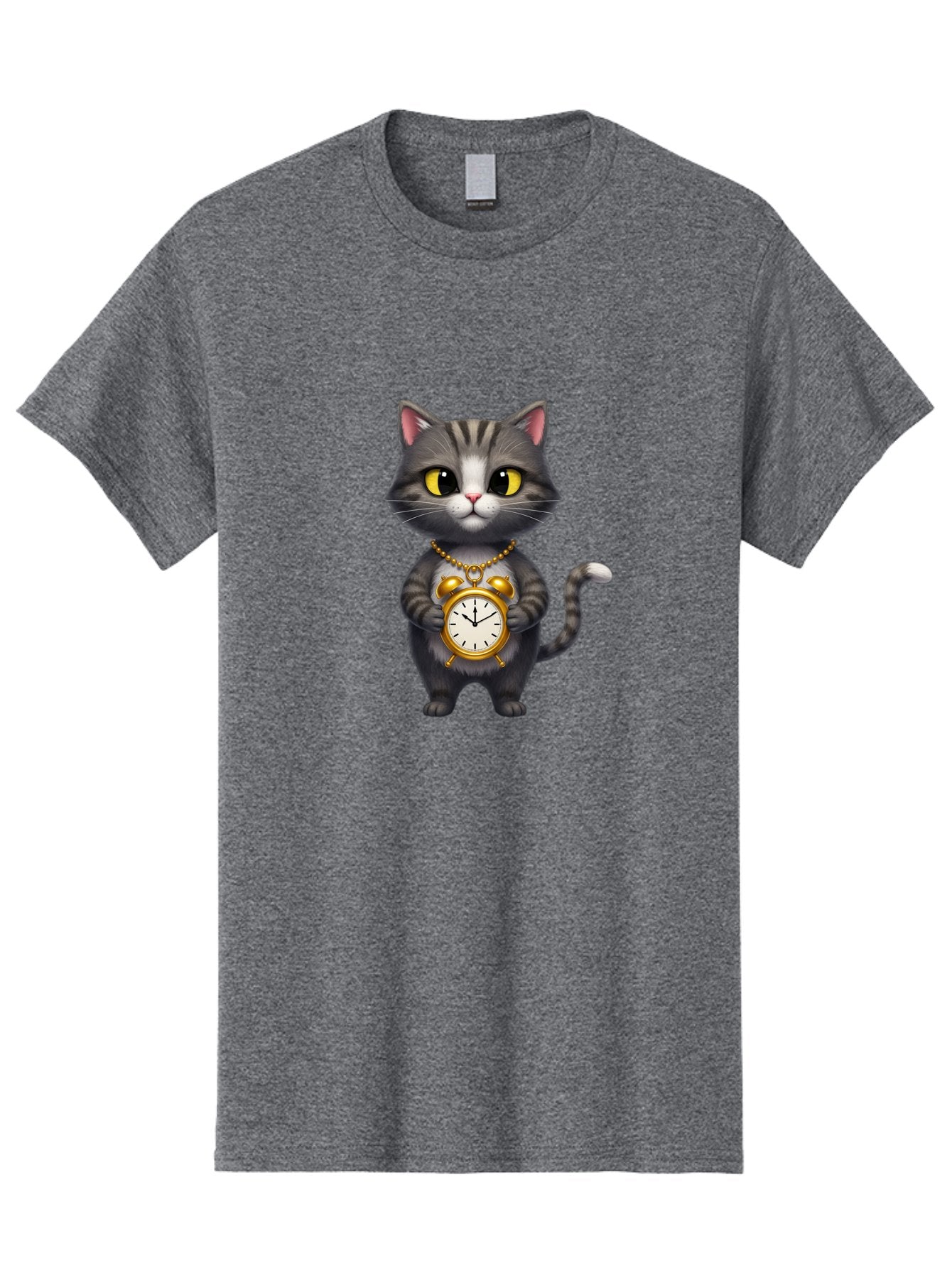 Cat-Holding-Clock Men'S Graphic Tee, 100% Cotton, Comfortable Casual Summer Wear, Machine Washable, Vintage Camera, Old Camera, Antique Camera, Black Camera, Classic Photography, Photography Equipment, Nostalgic Device, Film Camera, Camera Art Bal971 13