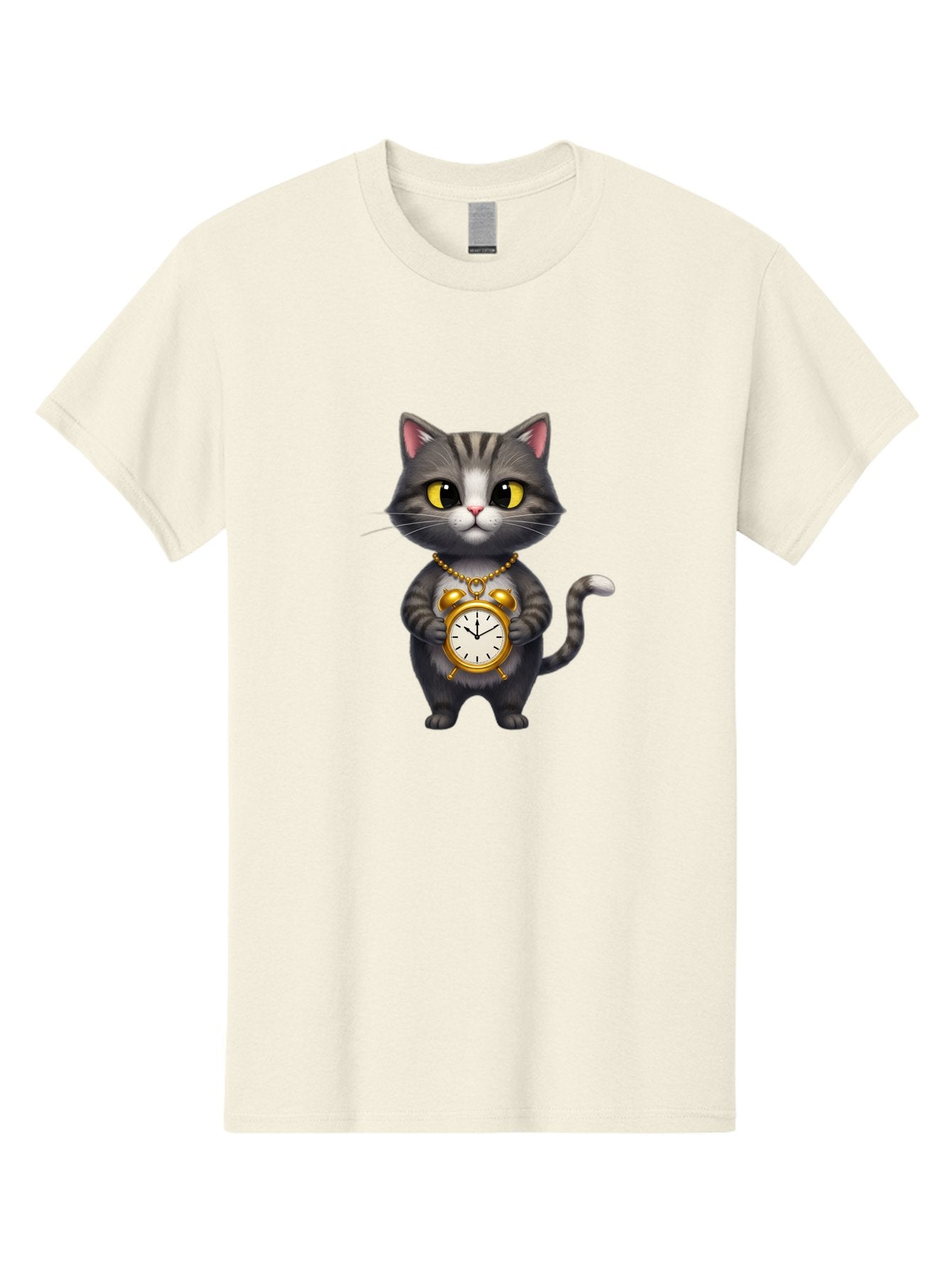 Cat-Holding-Clock Men'S Graphic Tee, 100% Cotton, Comfortable Casual Summer Wear, Machine Washable, Vintage Camera, Old Camera, Antique Camera, Black Camera, Classic Photography, Photography Equipment, Nostalgic Device, Film Camera, Camera Art Bal971