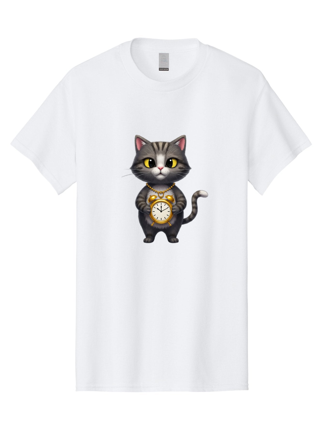 Cat-Holding-Clock Men'S Graphic Tee, 100% Cotton, Comfortable Casual Summer Wear, Machine Washable, Vintage Camera, Old Camera, Antique Camera, Black Camera, Classic Photography, Photography Equipment, Nostalgic Device, Film Camera, Camera Art Bal971 6