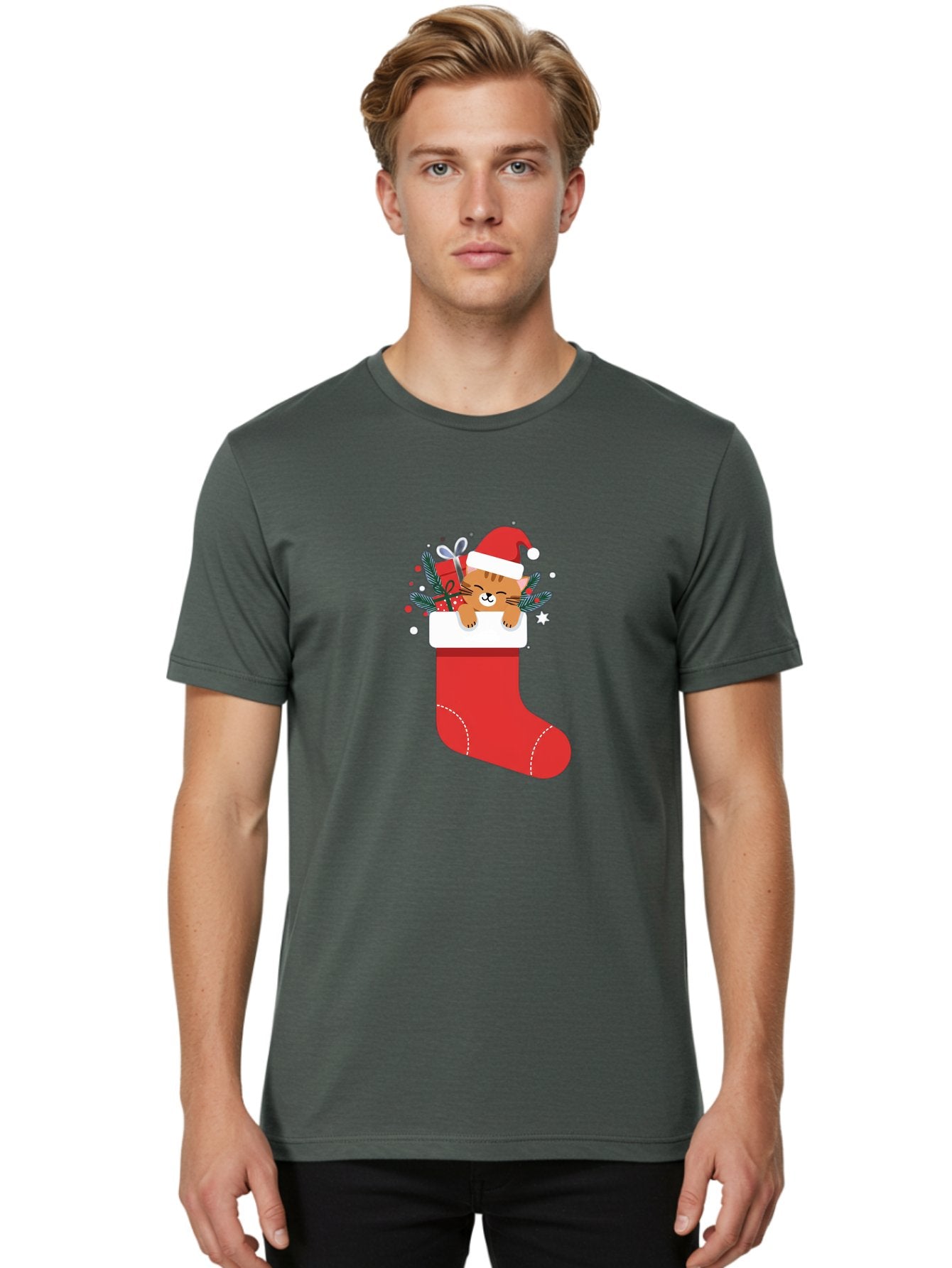 Cat-In-Christmas-Stocking Men'S Graphic Tee, 100% Cotton, Comfortable Casual Summer Wear, Machine Washable, Vintage Camera, Old Camera, Antique Camera, Black Camera, Classic Photography, Photography Equipment, Nostalgic Device, Film Camera, Bal979 28