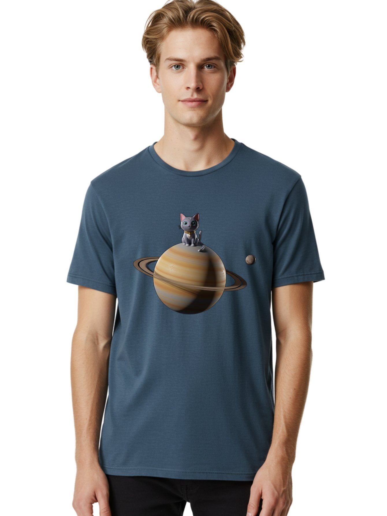 Cat-On-Saturn-1 Men'S Graphic Tee, 100% Cotton, Comfortable Casual Summer Wear, Machine Washable, Vintage Camera, Old Camera, Antique Camera, Black Camera, Classic Photography, Photography Equipment, Nostalgic Device, Film Camera, Camera Art Bal985 19