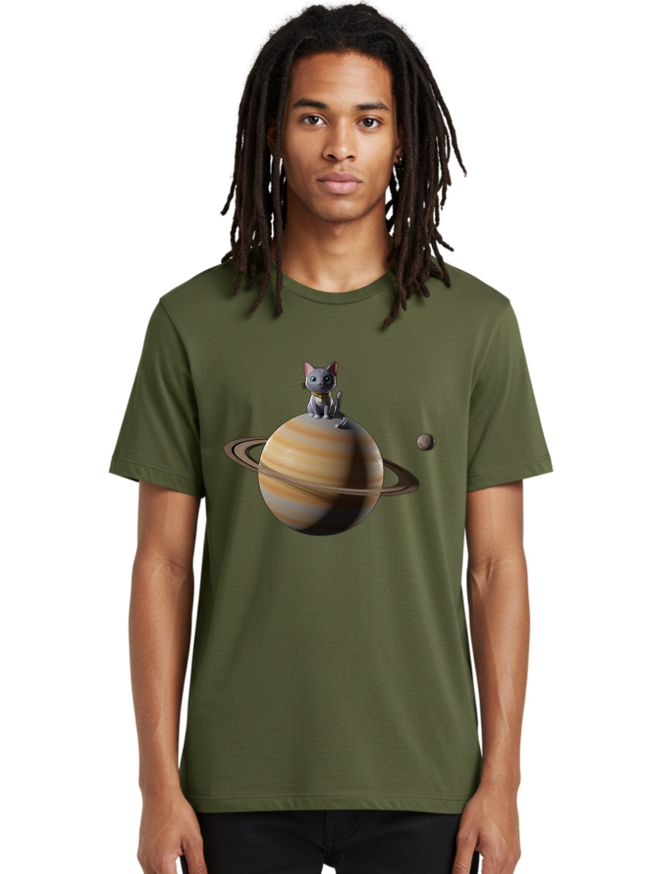Cat-On-Saturn-1 Men'S Graphic Tee, 100% Cotton, Comfortable Casual Summer Wear, Machine Washable, Vintage Camera, Old Camera, Antique Camera, Black Camera, Classic Photography, Photography Equipment, Nostalgic Device, Film Camera, Camera Art Bal985 24