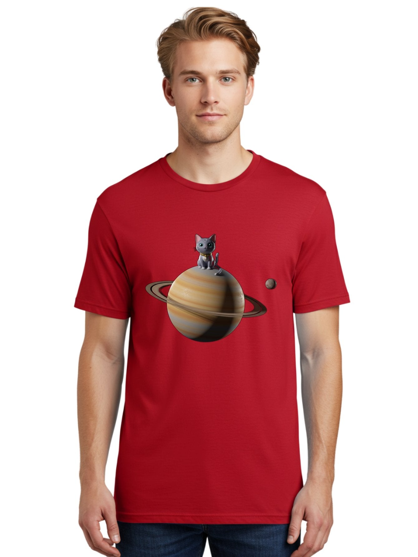 Cat-On-Saturn-1 Men'S Graphic Tee, 100% Cotton, Comfortable Casual Summer Wear, Machine Washable, Vintage Camera, Old Camera, Antique Camera, Black Camera, Classic Photography, Photography Equipment, Nostalgic Device, Film Camera, Camera Art Bal985 17