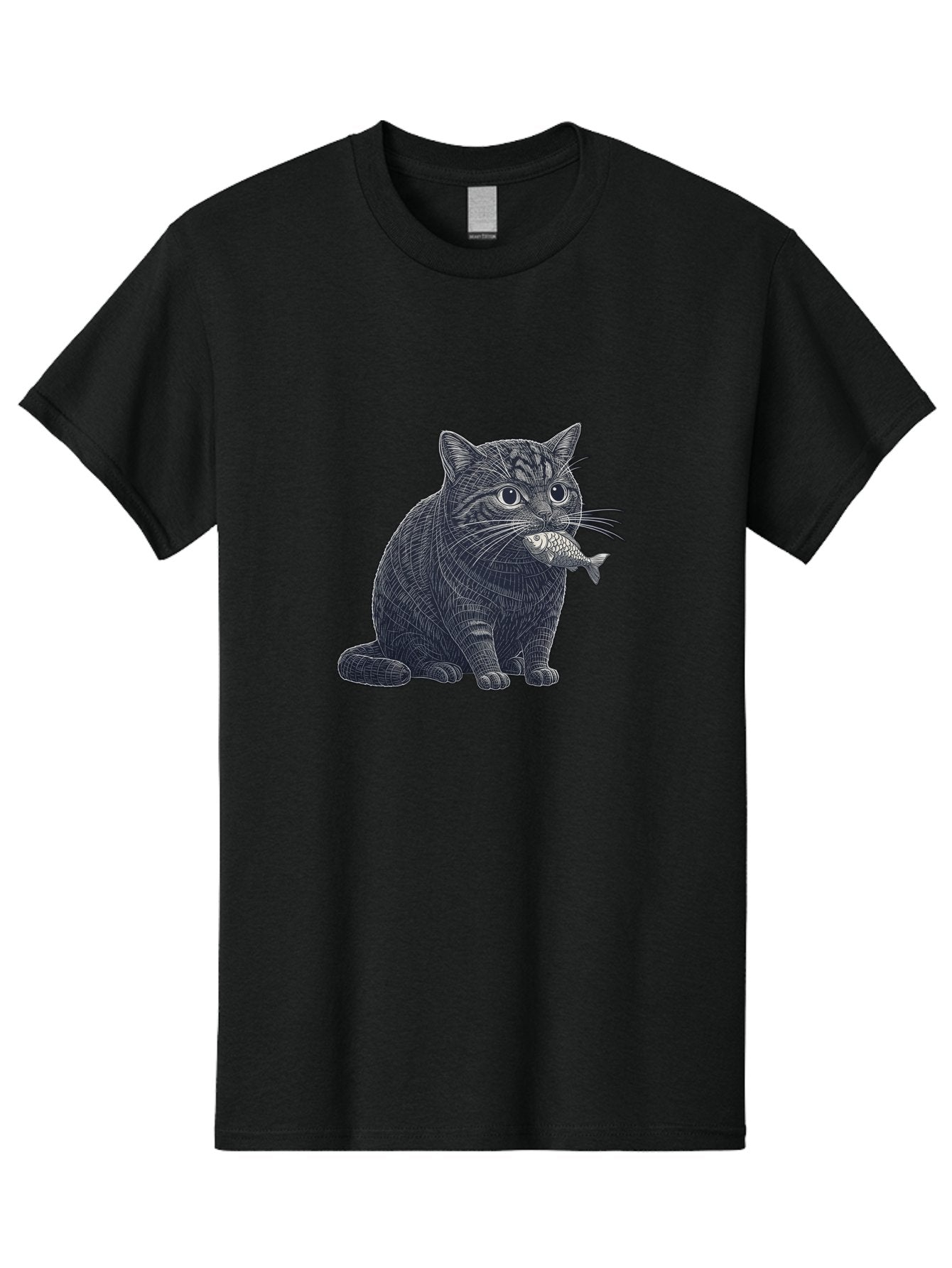 Cat-With-Fish-6 Men'S Graphic Tee, 100% Cotton, Comfortable Casual Summer Wear, Machine Washable, Vintage Camera, Old Camera, Antique Camera, Black Camera, Classic Photography, Photography Equipment, Nostalgic Device, Film Camera, Camera Art Bal994