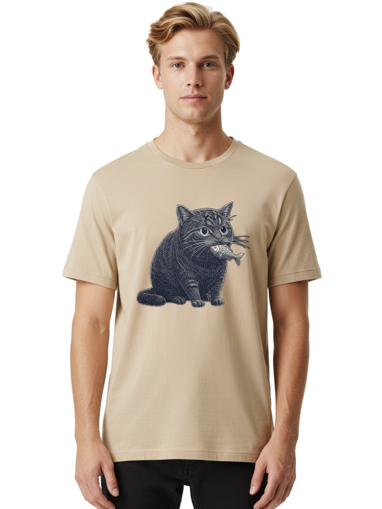 Cat-With-Fish-6 Men'S Graphic Tee, 100% Cotton, Comfortable Casual Summer Wear, Machine Washable, Vintage Camera, Old Camera, Antique Camera, Black Camera, Classic Photography, Photography Equipment, Nostalgic Device, Film Camera, Camera Art Bal994 23