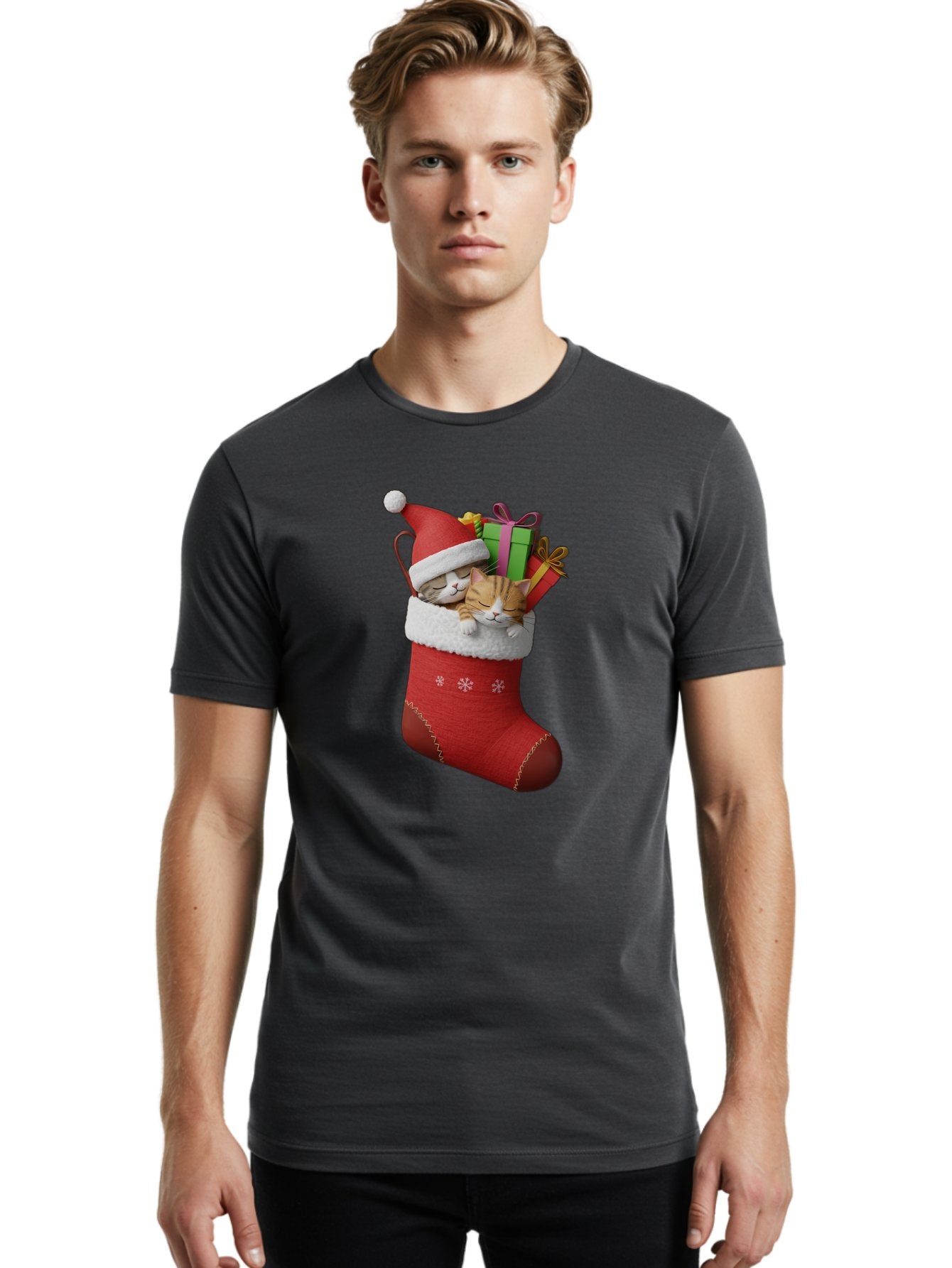 Cats-In-Christmas-Stocking Men'S Graphic Tee, 100% Cotton, Comfortable Casual Summer Wear, Machine Washable, Vintage Camera, Old Camera, Antique Camera, Black Camera, Classic Photography, Photography Equipment, Nostalgic Device, Film Camera, Bam000 23
