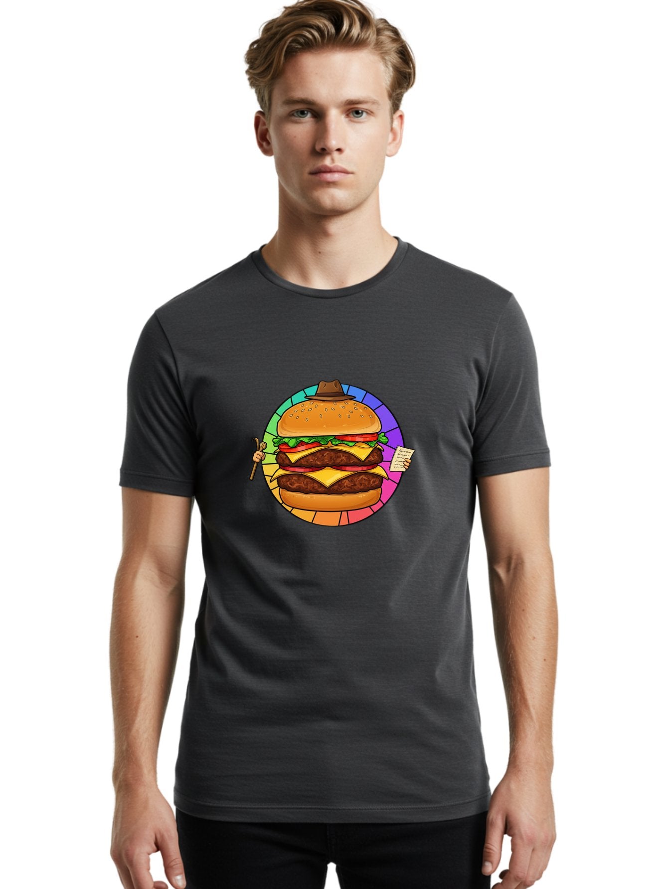 Cheeseburger-With-Cowboy-Hat Men'S Graphic Tee, 100% Cotton, Comfortable Casual Summer Wear, Machine Washable, Vintage Camera, Old Camera, Antique Camera, Black Camera, Classic Photography, Photography Equipment, Nostalgic Device, Film Camera, Bam008 30