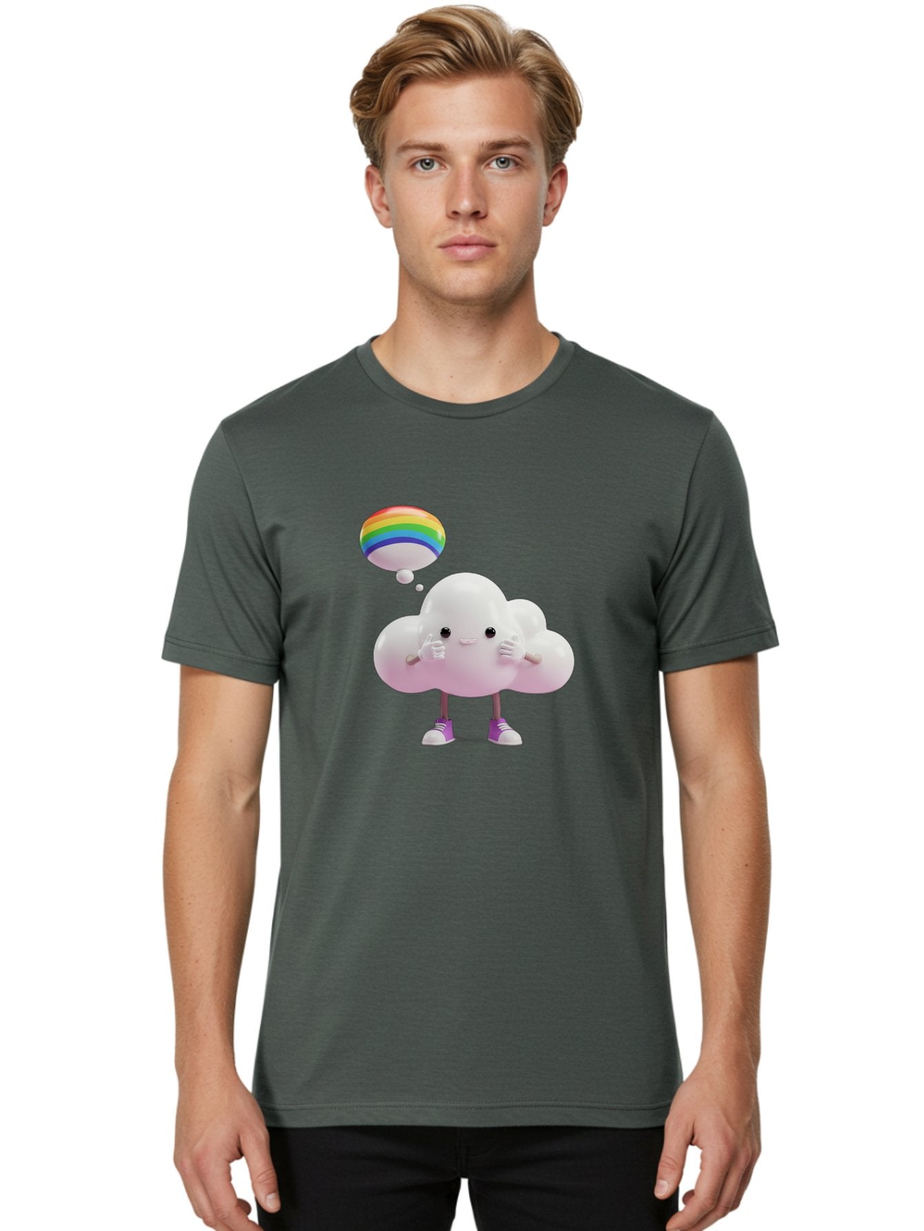 Cloud-With-Rainbow-Thought-Bubble Men'S Graphic Tee, 100% Cotton, Comfortable Casual Summer Wear, Machine Washable, Vintage Camera, Old Camera, Antique Camera, Black Camera, Classic Photography, Photography Equipment, Nostalgic Device, Bam059 21