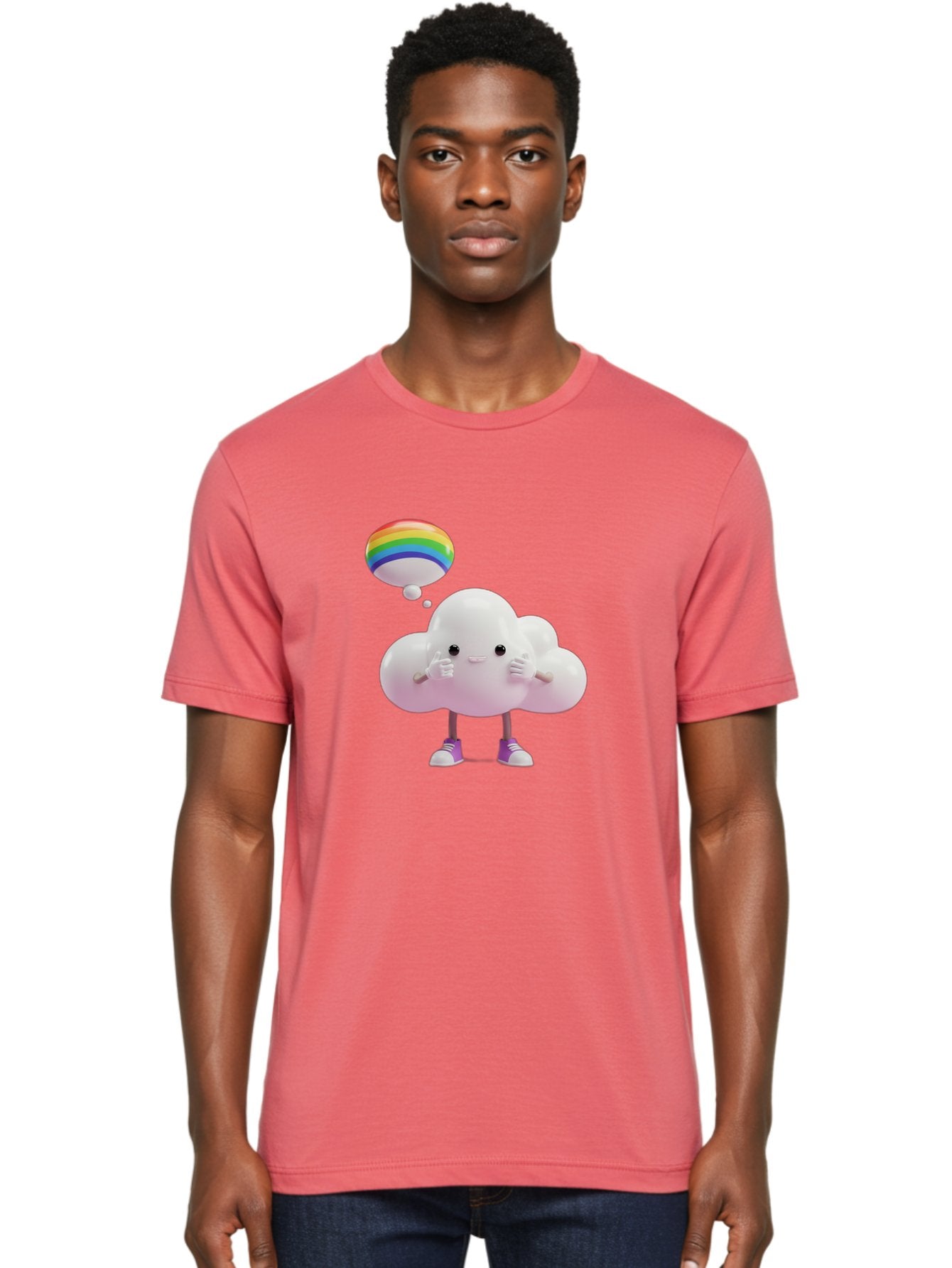 Cloud-With-Rainbow-Thought-Bubble Men'S Graphic Tee, 100% Cotton, Comfortable Casual Summer Wear, Machine Washable, Vintage Camera, Old Camera, Antique Camera, Black Camera, Classic Photography, Photography Equipment, Nostalgic Device, Bam059 30