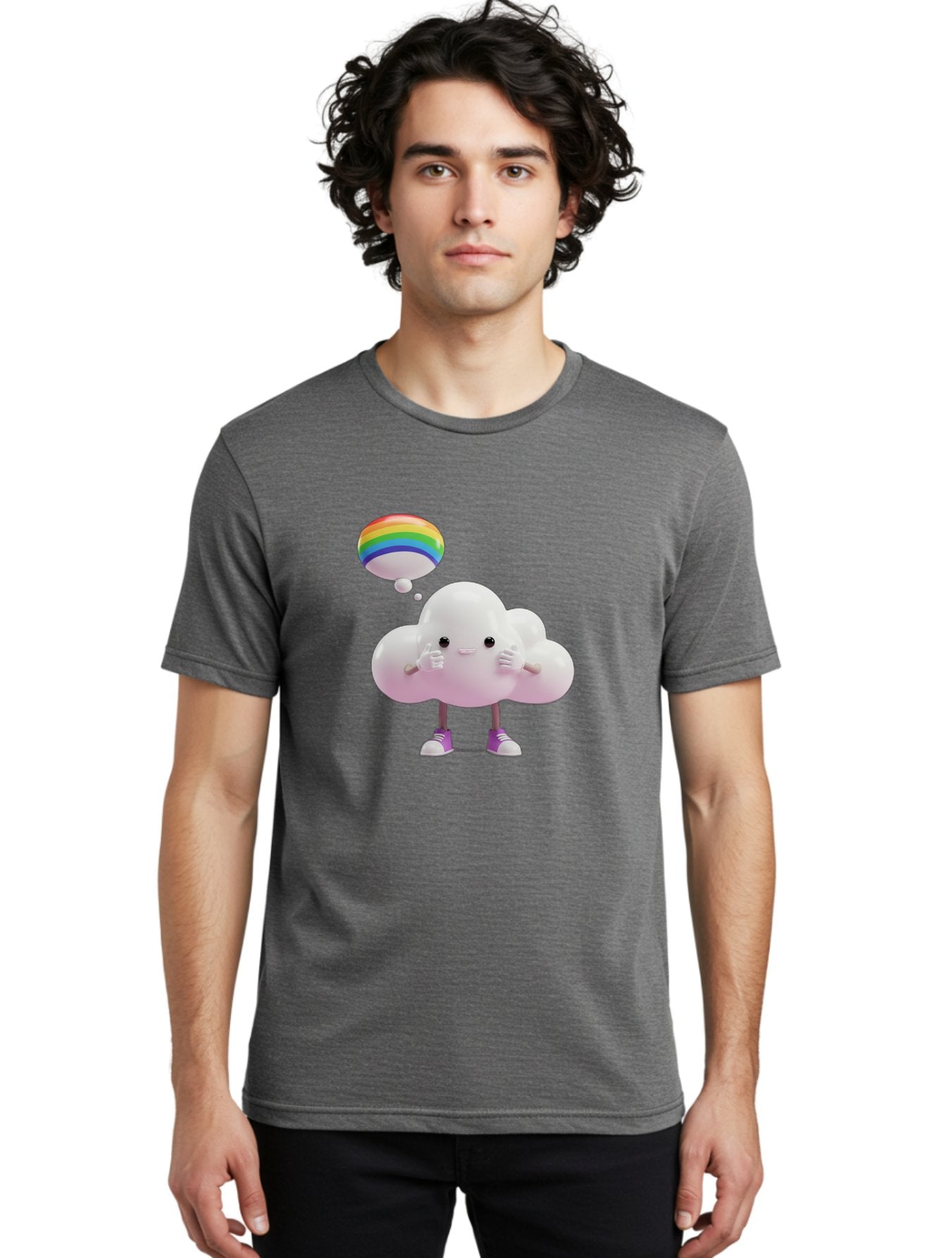 Cloud-With-Rainbow-Thought-Bubble Men'S Graphic Tee, 100% Cotton, Comfortable Casual Summer Wear, Machine Washable, Vintage Camera, Old Camera, Antique Camera, Black Camera, Classic Photography, Photography Equipment, Nostalgic Device, Bam059 24