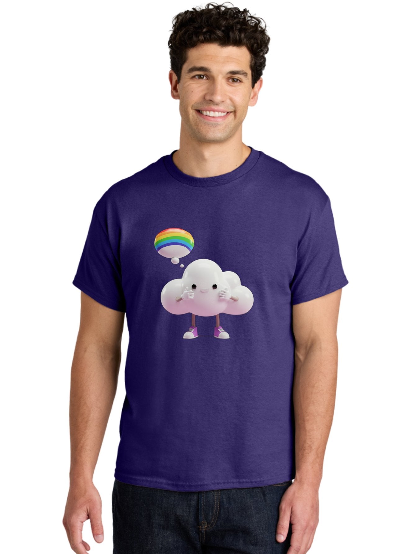 Cloud-With-Rainbow-Thought-Bubble Men'S Graphic Tee, 100% Cotton, Comfortable Casual Summer Wear, Machine Washable, Vintage Camera, Old Camera, Antique Camera, Black Camera, Classic Photography, Photography Equipment, Nostalgic Device, Bam059 25