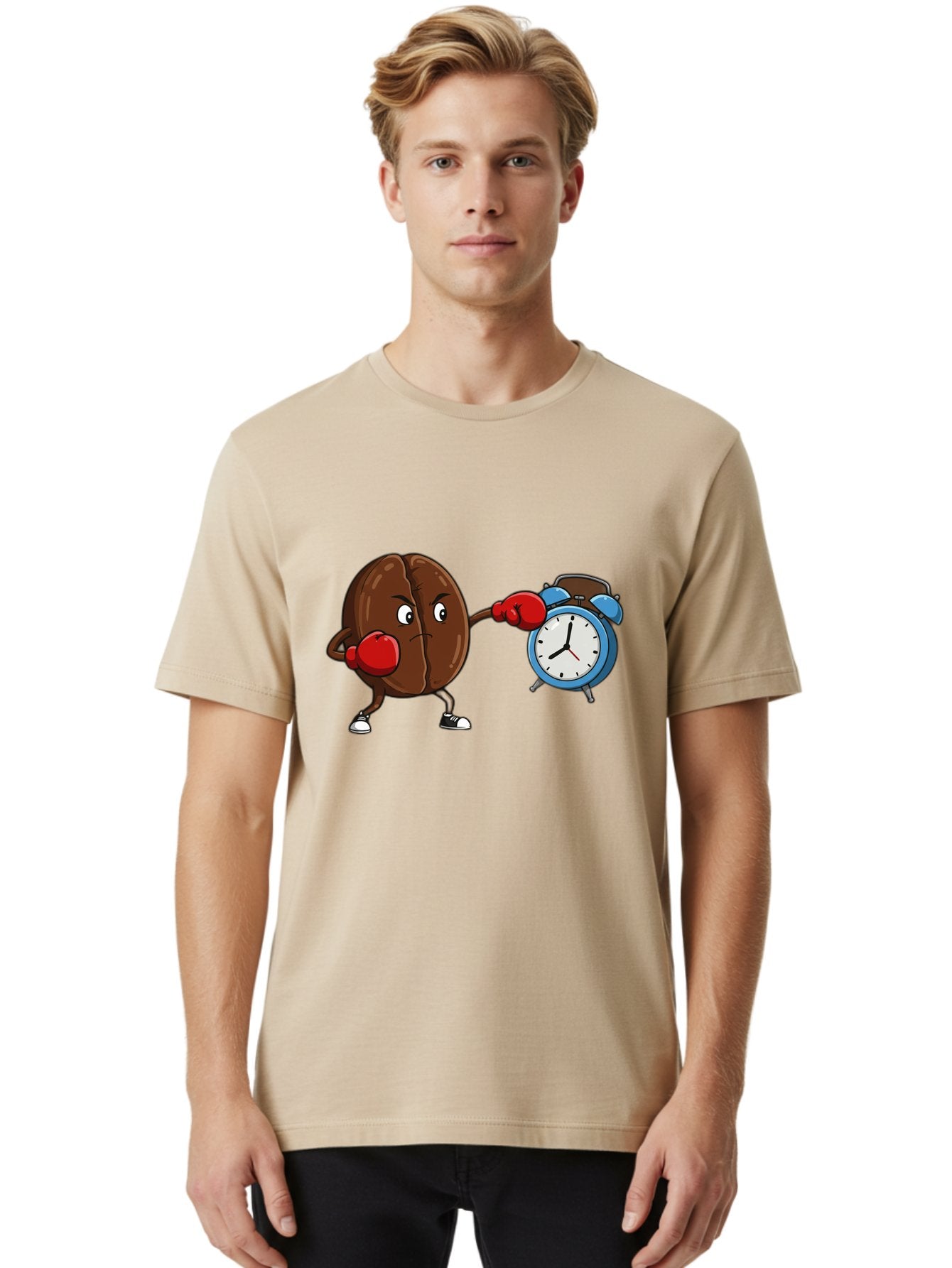 Coffee-Bean-Boxing-Alarm-Clock Men'S Graphic Tee, 100% Cotton, Comfortable Casual Summer Wear, Machine Washable, Vintage Camera, Old Camera, Antique Camera, Black Camera, Classic Photography, Photography Equipment, Nostalgic Device, Bam072 25