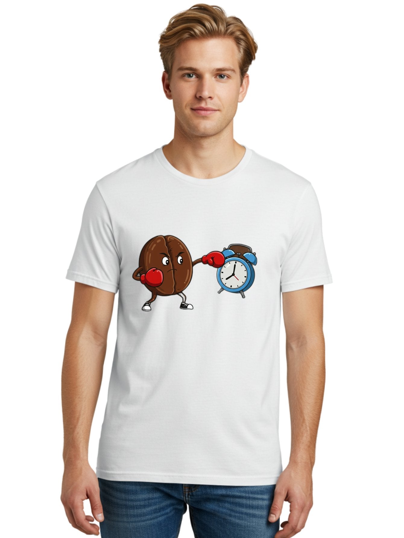 Coffee-Bean-Boxing-Alarm-Clock Men'S Graphic Tee, 100% Cotton, Comfortable Casual Summer Wear, Machine Washable, Vintage Camera, Old Camera, Antique Camera, Black Camera, Classic Photography, Photography Equipment, Nostalgic Device, Bam072 29