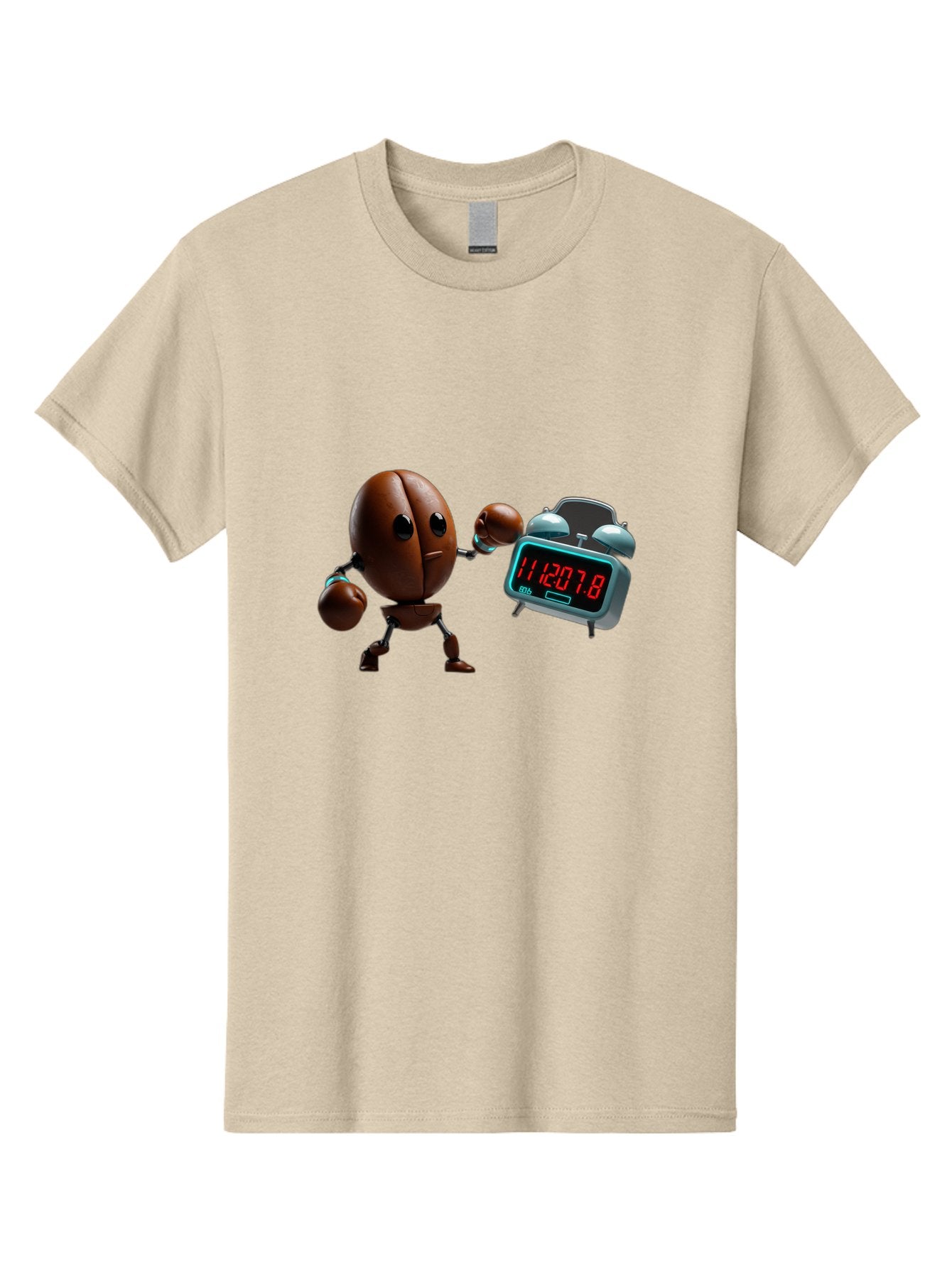 Coffee-Bean-Robot-Punching-Alarm-Clock Men'S Graphic Tee, 100% Cotton, Comfortable Casual Summer Wear, Machine Washable, Vintage Camera, Old Camera, Antique Camera, Black Camera, Classic Photography, Photography Equipment, Nostalgic Device, Bam074