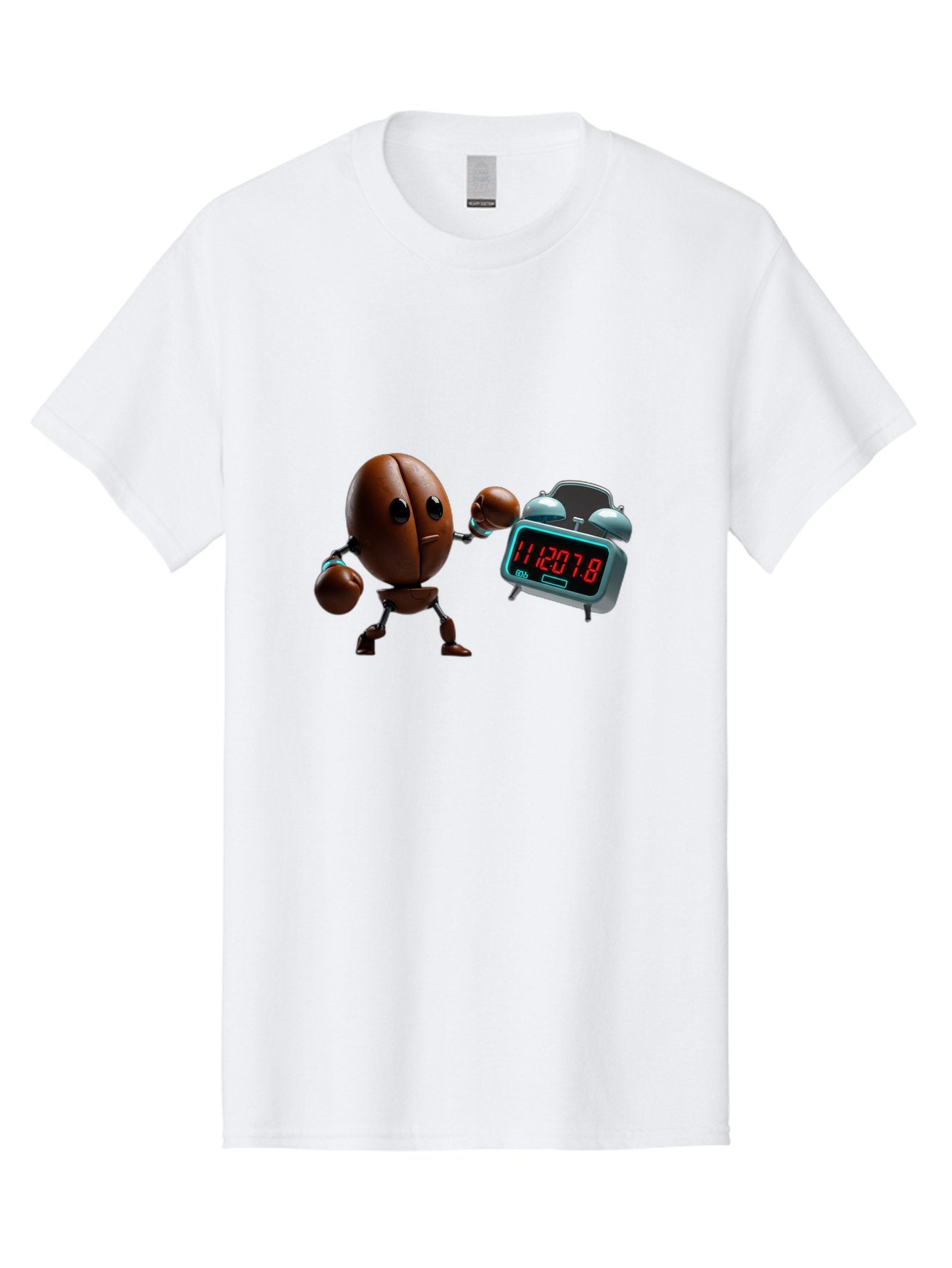 Coffee-Bean-Robot-Punching-Alarm-Clock Men'S Graphic Tee, 100% Cotton, Comfortable Casual Summer Wear, Machine Washable, Vintage Camera, Old Camera, Antique Camera, Black Camera, Classic Photography, Photography Equipment, Nostalgic Device, Bam074 8