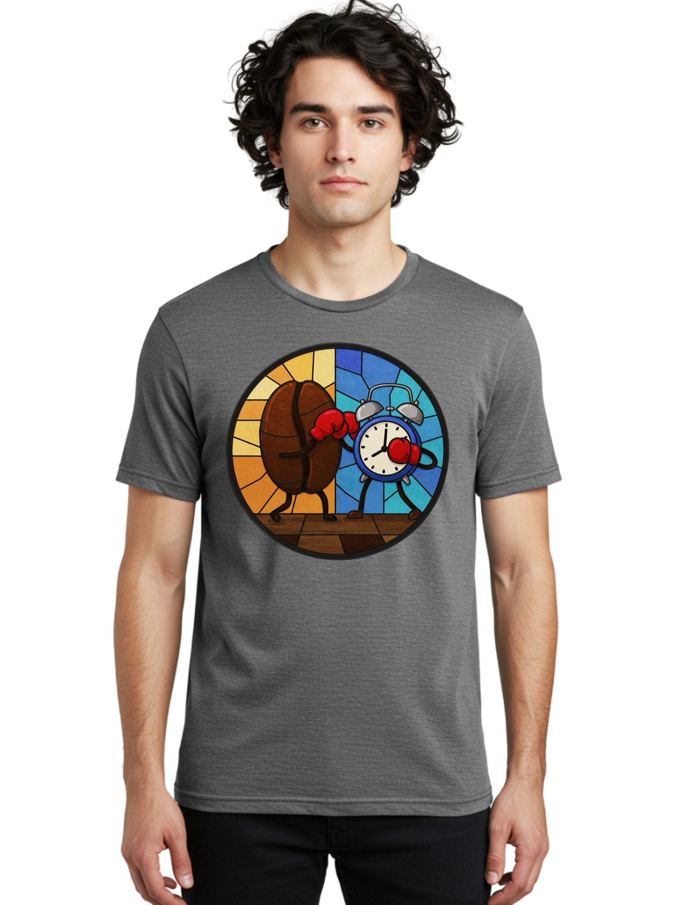 Coffee-Bean-Vs-Alarm-Clock-1 Men'S Graphic Tee, 100% Cotton, Comfortable Casual Summer Wear, Machine Washable, Vintage Camera, Old Camera, Antique Camera, Black Camera, Classic Photography, Photography Equipment, Nostalgic Device, Film Camera, Bam075 17