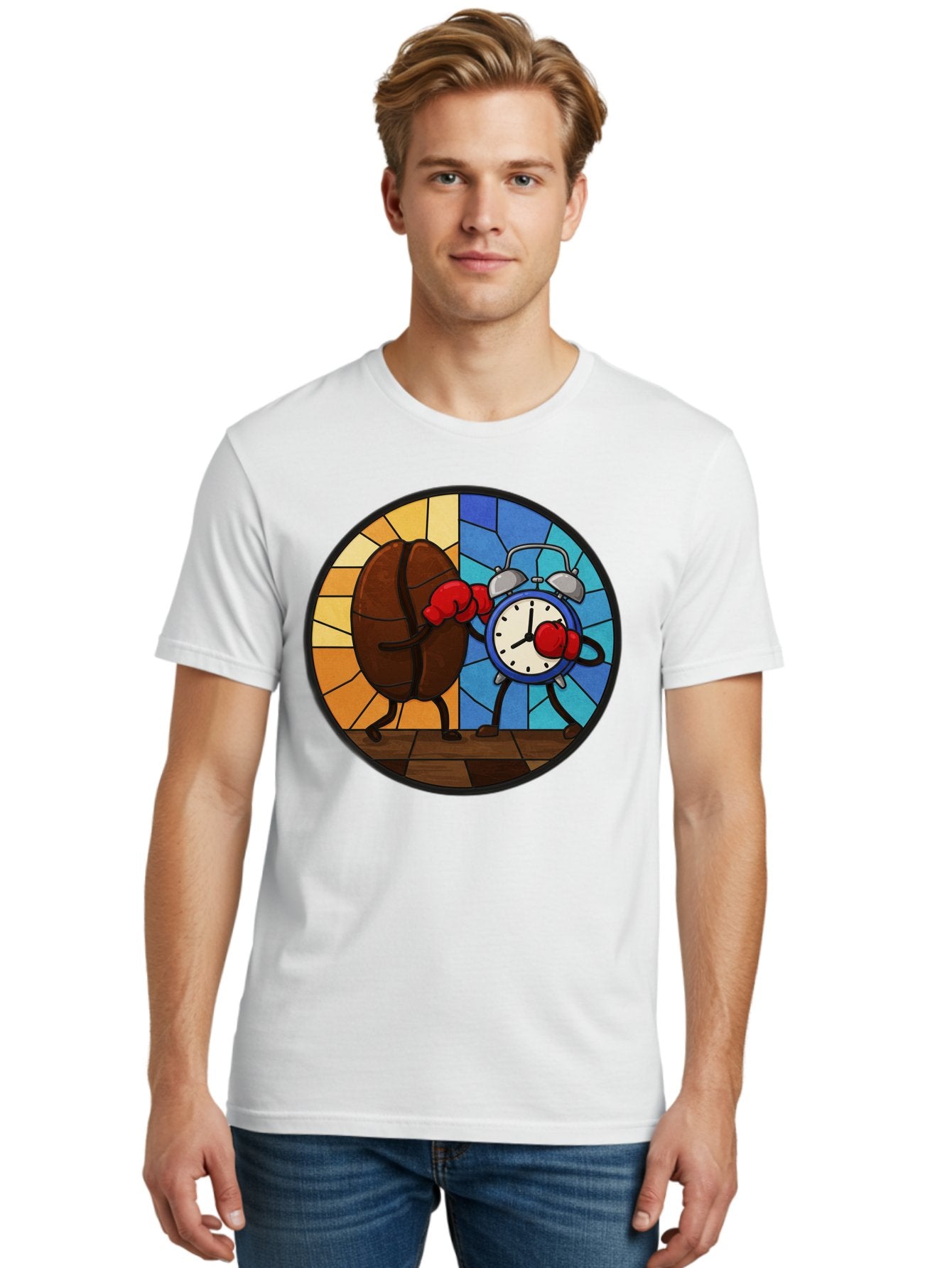 Coffee-Bean-Vs-Alarm-Clock-1 Men'S Graphic Tee, 100% Cotton, Comfortable Casual Summer Wear, Machine Washable, Vintage Camera, Old Camera, Antique Camera, Black Camera, Classic Photography, Photography Equipment, Nostalgic Device, Film Camera, Bam075 18