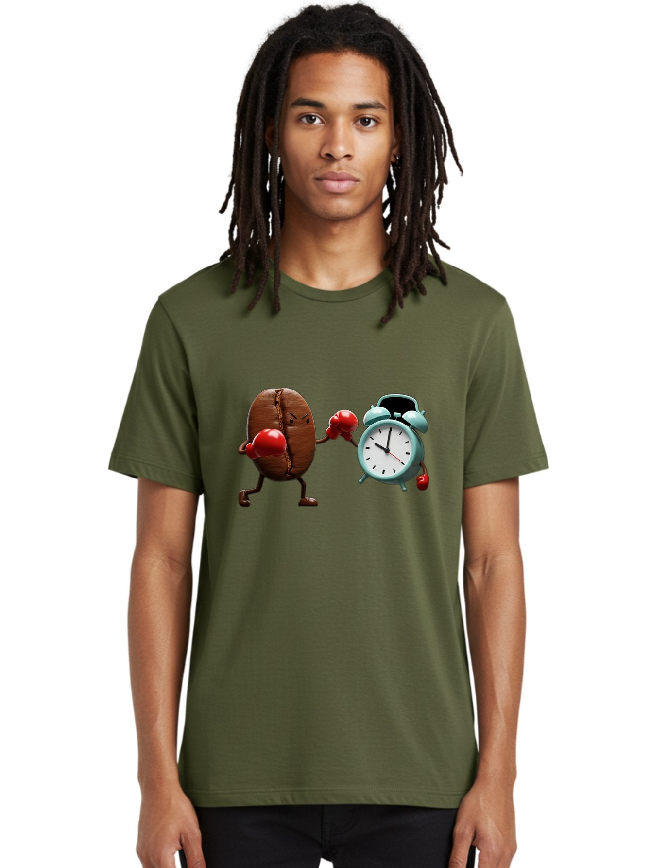 Coffee-Bean-Vs-Alarm-Clock-2 Men'S Graphic Tee, 100% Cotton, Comfortable Casual Summer Wear, Machine Washable, Vintage Camera, Old Camera, Antique Camera, Black Camera, Classic Photography, Photography Equipment, Nostalgic Device, Film Camera, Bam076 19