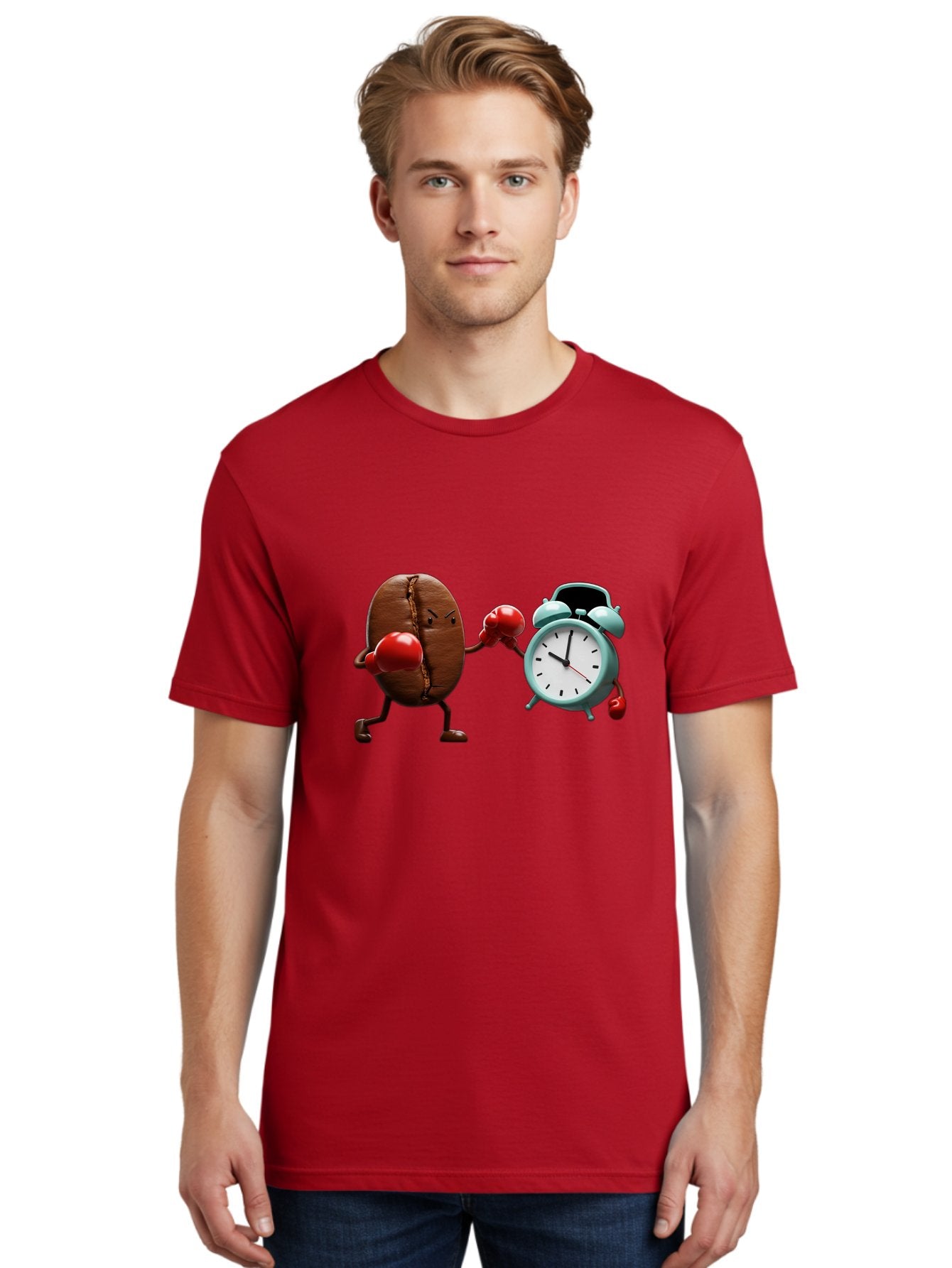 Coffee-Bean-Vs-Alarm-Clock-2 Men'S Graphic Tee, 100% Cotton, Comfortable Casual Summer Wear, Machine Washable, Vintage Camera, Old Camera, Antique Camera, Black Camera, Classic Photography, Photography Equipment, Nostalgic Device, Film Camera, Bam076 22