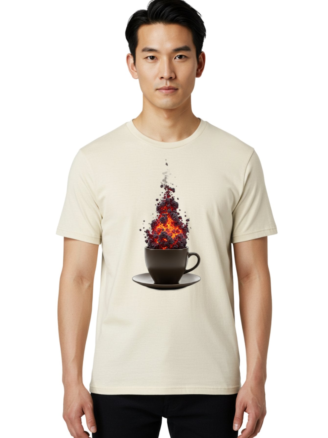 Coffee-Cup-Erupting Men'S Graphic Tee, 100% Cotton, Comfortable Casual Summer Wear, Machine Washable, Vintage Camera, Old Camera, Antique Camera, Black Camera, Classic Photography, Photography Equipment, Nostalgic Device, Film Camera, Bam081 30