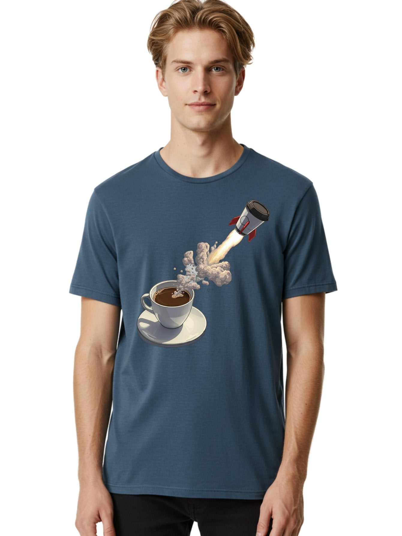 Coffee-Cup-Rocket Men'S Graphic Tee, 100% Cotton, Comfortable Casual Summer Wear, Machine Washable, Vintage Camera, Old Camera, Antique Camera, Black Camera, Classic Photography, Photography Equipment, Nostalgic Device, Film Camera, Camera Art Bam082 28