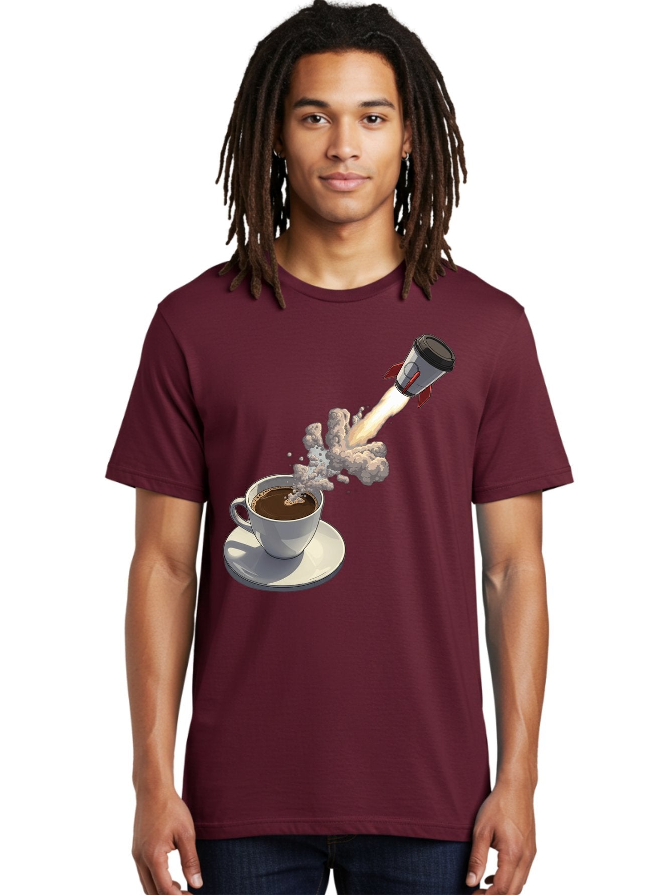 Coffee-Cup-Rocket Men'S Graphic Tee, 100% Cotton, Comfortable Casual Summer Wear, Machine Washable, Vintage Camera, Old Camera, Antique Camera, Black Camera, Classic Photography, Photography Equipment, Nostalgic Device, Film Camera, Camera Art Bam082 19