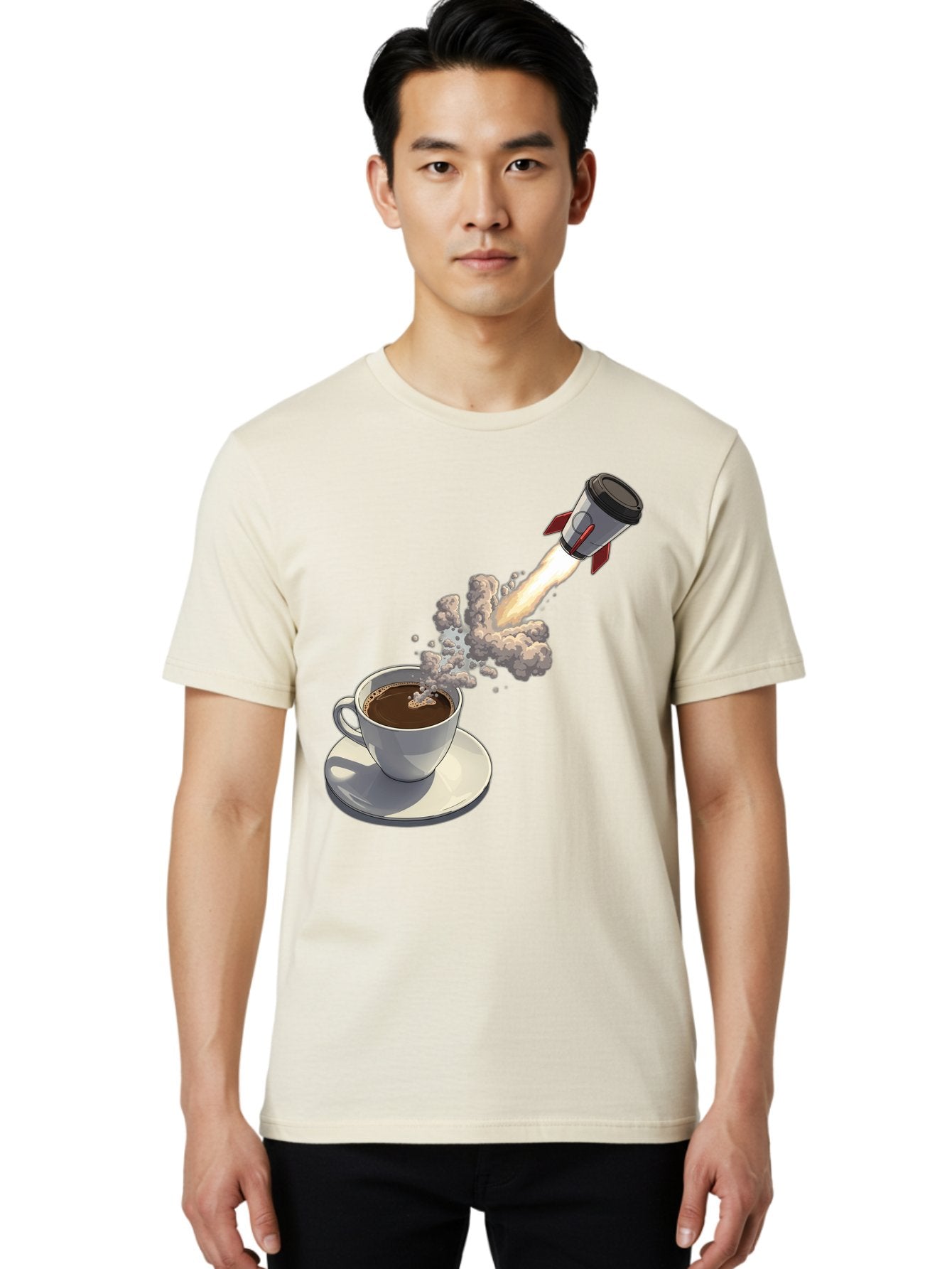 Coffee-Cup-Rocket Men'S Graphic Tee, 100% Cotton, Comfortable Casual Summer Wear, Machine Washable, Vintage Camera, Old Camera, Antique Camera, Black Camera, Classic Photography, Photography Equipment, Nostalgic Device, Film Camera, Camera Art Bam082 26