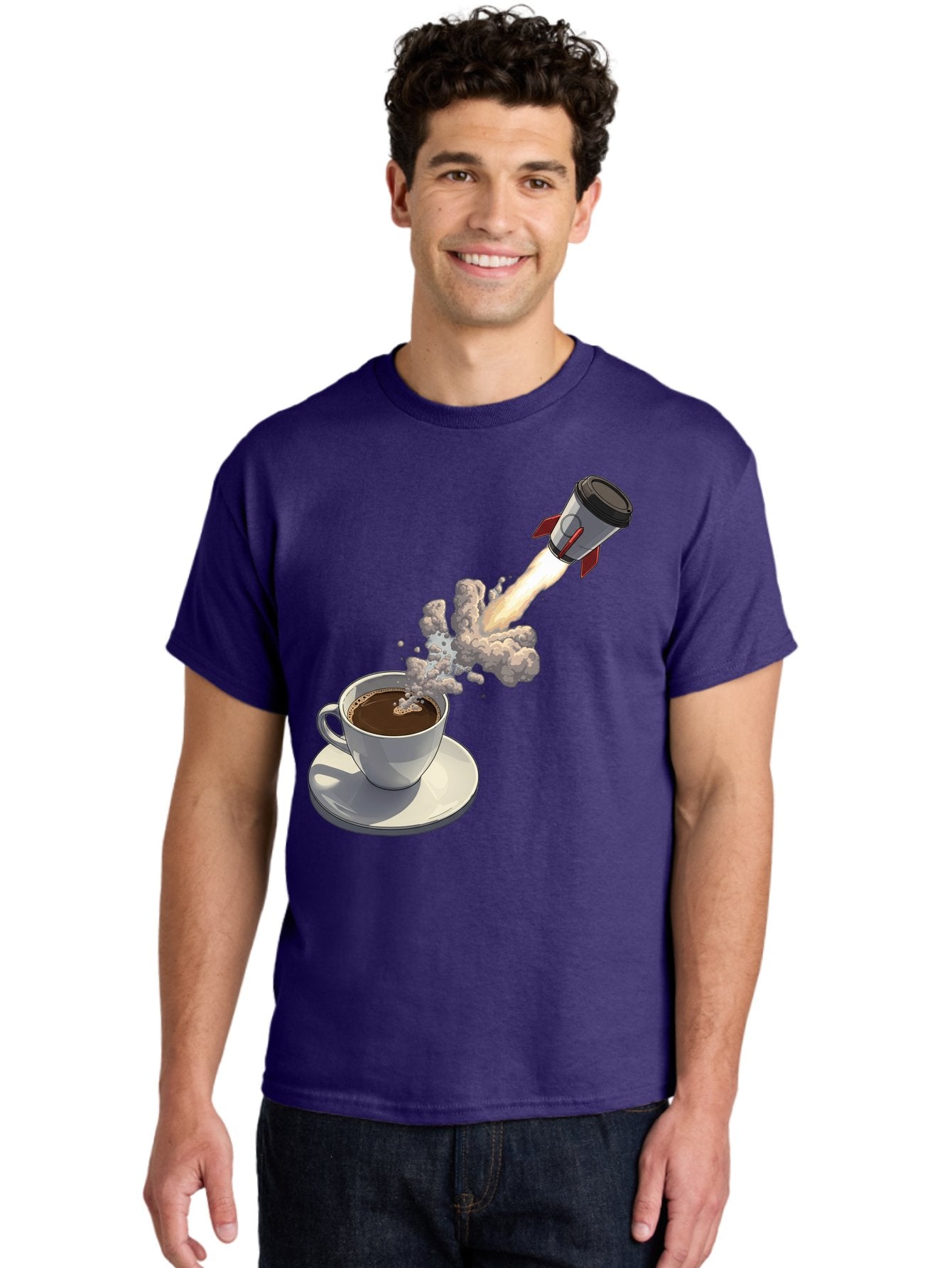 Coffee-Cup-Rocket Men'S Graphic Tee, 100% Cotton, Comfortable Casual Summer Wear, Machine Washable, Vintage Camera, Old Camera, Antique Camera, Black Camera, Classic Photography, Photography Equipment, Nostalgic Device, Film Camera, Camera Art Bam082 24
