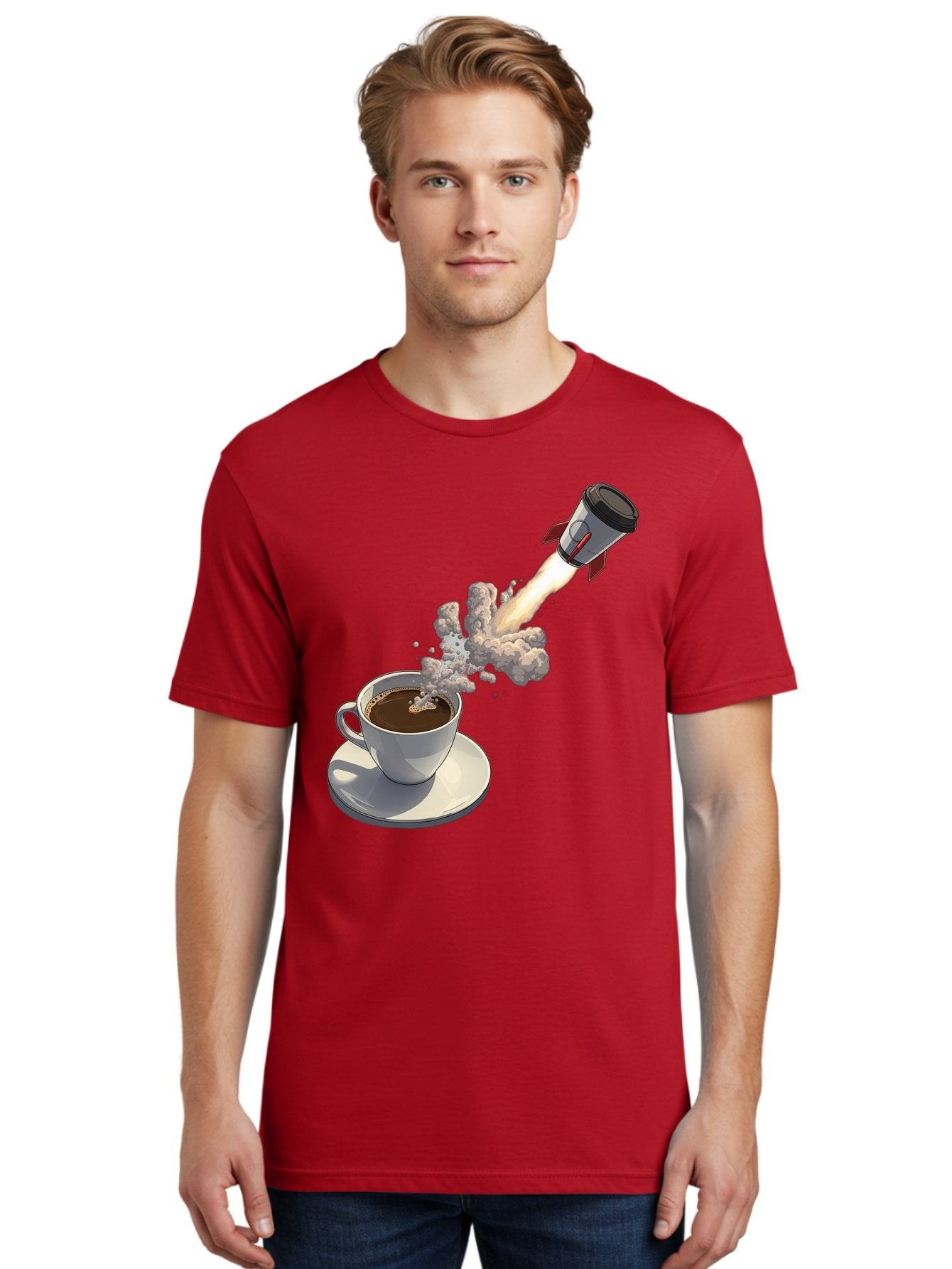 Coffee-Cup-Rocket Men'S Graphic Tee, 100% Cotton, Comfortable Casual Summer Wear, Machine Washable, Vintage Camera, Old Camera, Antique Camera, Black Camera, Classic Photography, Photography Equipment, Nostalgic Device, Film Camera, Camera Art Bam082 18
