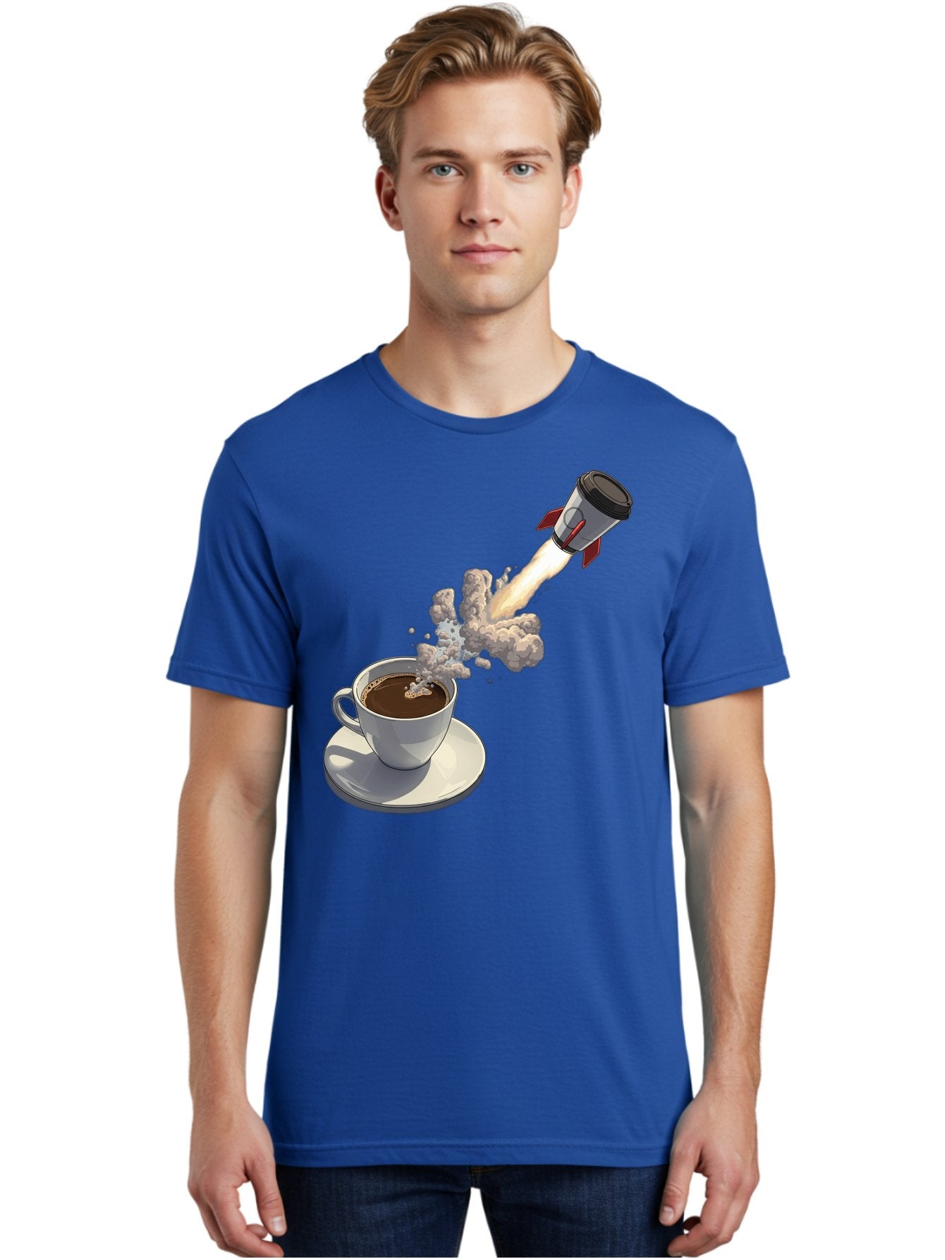 Coffee-Cup-Rocket Men'S Graphic Tee, 100% Cotton, Comfortable Casual Summer Wear, Machine Washable, Vintage Camera, Old Camera, Antique Camera, Black Camera, Classic Photography, Photography Equipment, Nostalgic Device, Film Camera, Camera Art Bam082 16