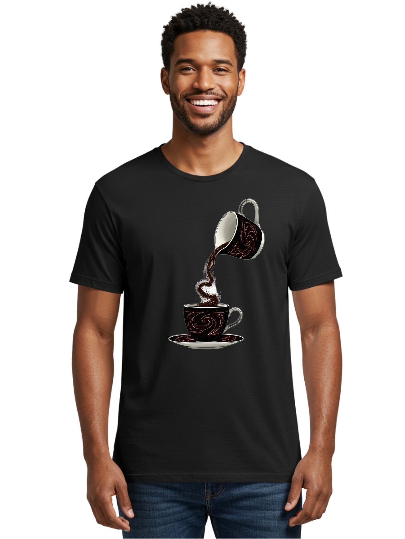 Coffee-Pouring Men'S Graphic Tee, 100% Cotton, Comfortable Casual Summer Wear, Machine Washable, Vintage Camera, Old Camera, Antique Camera, Black Camera, Classic Photography, Photography Equipment, Nostalgic Device, Film Camera, Camera Art Bam084 30