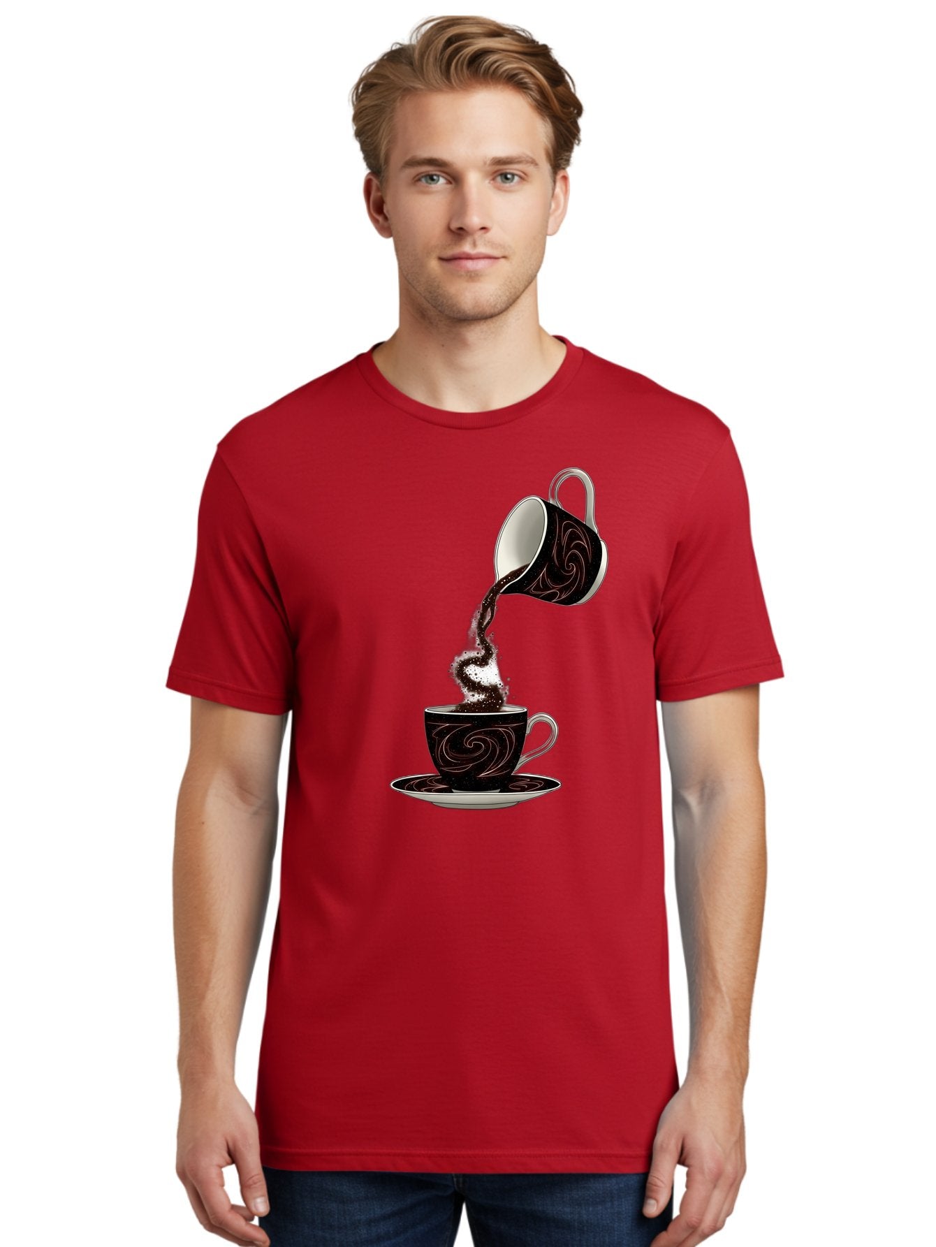 Coffee-Pouring Men'S Graphic Tee, 100% Cotton, Comfortable Casual Summer Wear, Machine Washable, Vintage Camera, Old Camera, Antique Camera, Black Camera, Classic Photography, Photography Equipment, Nostalgic Device, Film Camera, Camera Art Bam084 25