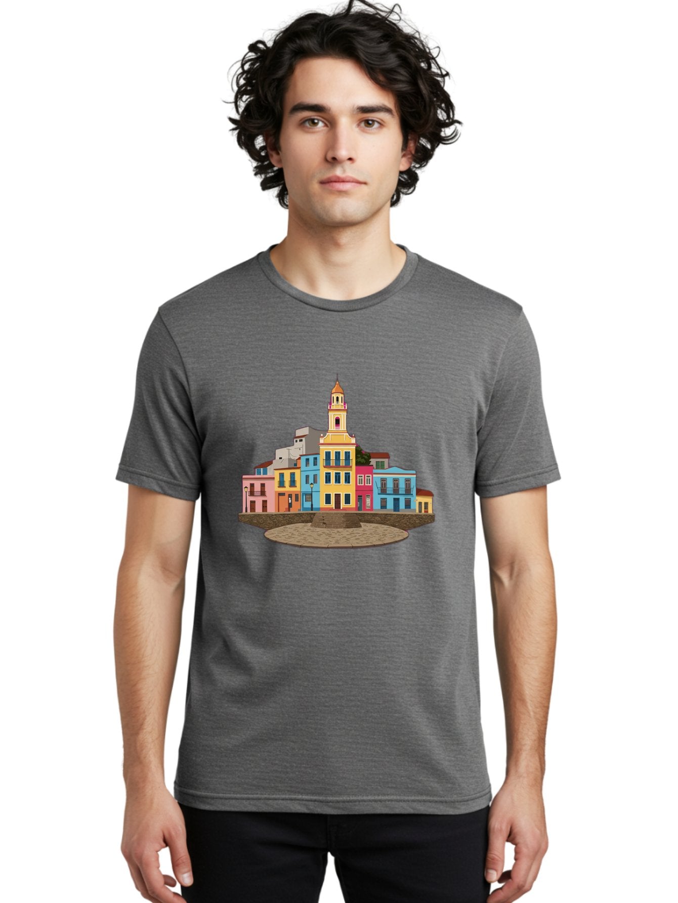 Colorful-Buildings Men'S Graphic Tee, 100% Cotton, Comfortable Casual Summer Wear, Machine Washable, Vintage Camera, Old Camera, Antique Camera, Black Camera, Classic Photography, Photography Equipment, Nostalgic Device, Film Camera, Bam095 21