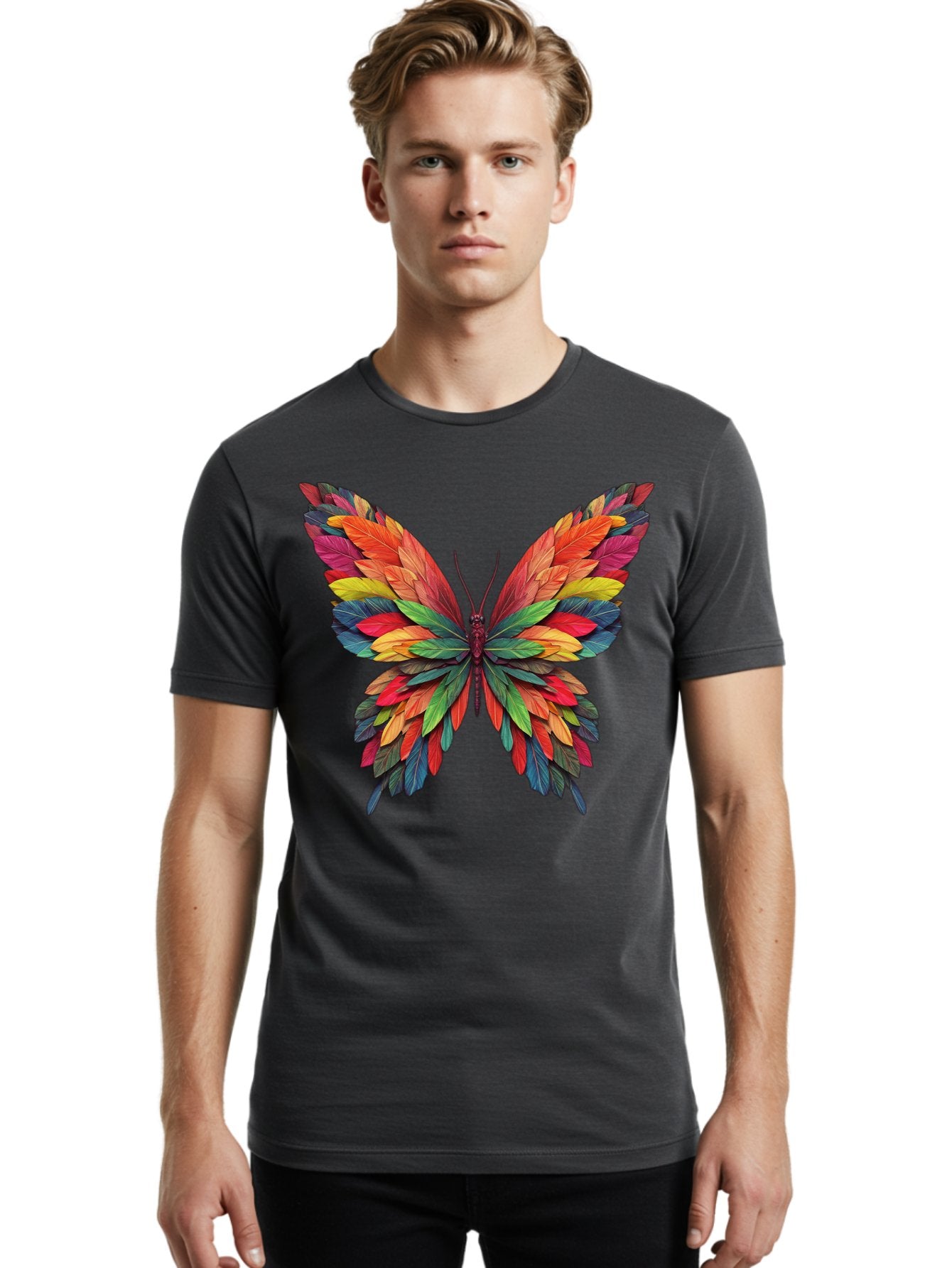 Colorful-Butterfly Men'S Graphic Tee, 100% Cotton, Comfortable Casual Summer Wear, Machine Washable, Vintage Camera, Old Camera, Antique Camera, Black Camera, Classic Photography, Photography Equipment, Nostalgic Device, Film Camera, Bam096 16