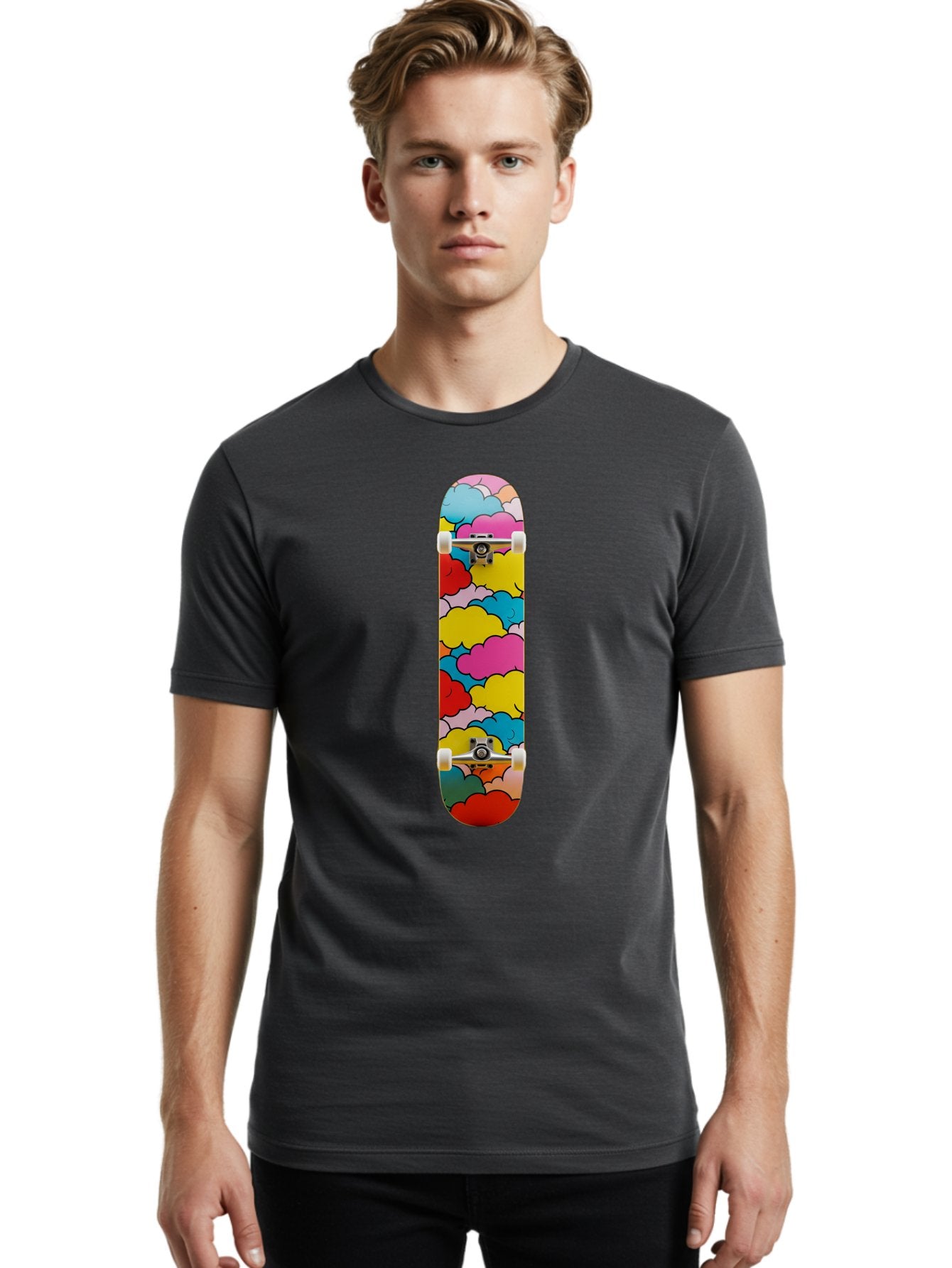 Colorful-Clouds-Skateboard Men'S Graphic Tee, 100% Cotton, Comfortable Casual Summer Wear, Machine Washable, Vintage Camera, Old Camera, Antique Camera, Black Camera, Classic Photography, Photography Equipment, Nostalgic Device, Film Camera, Bam097 18