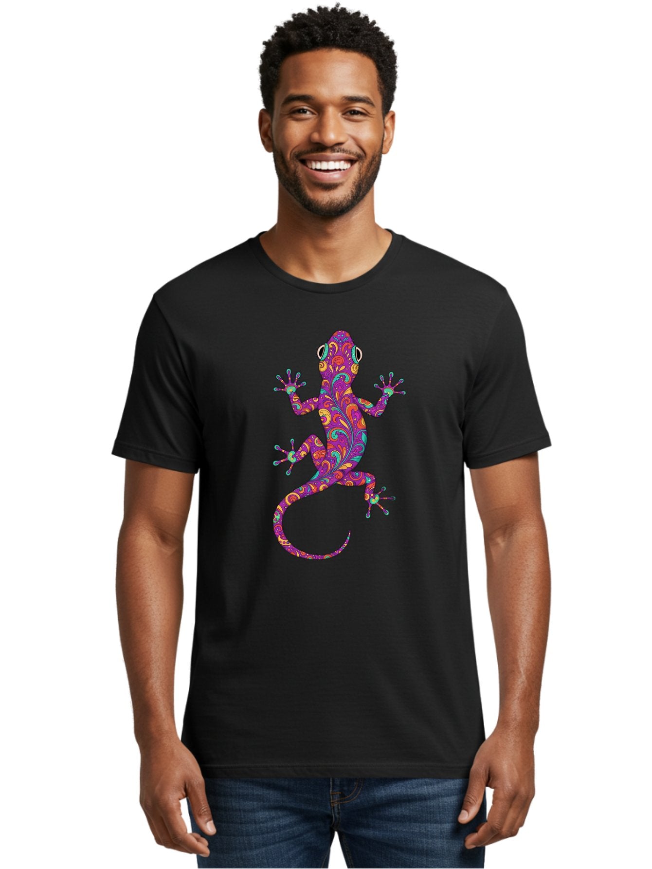 Colorful-Gecko-1 Men'S Graphic Tee, 100% Cotton, Comfortable Casual Summer Wear, Machine Washable, Vintage Camera, Old Camera, Antique Camera, Black Camera, Classic Photography, Photography Equipment, Nostalgic Device, Film Camera, Camera Art Bam098 25