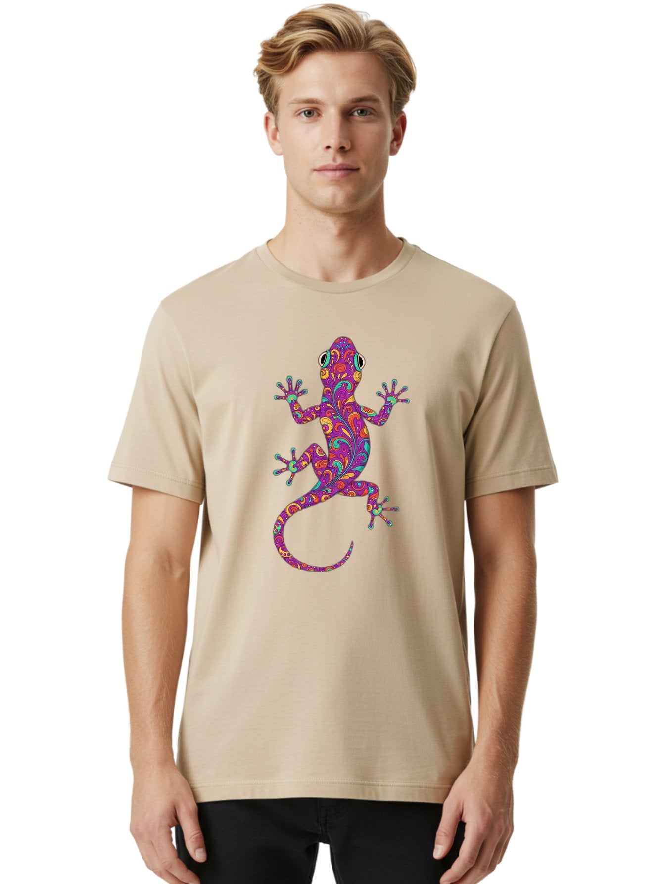 Colorful-Gecko-1 Men'S Graphic Tee, 100% Cotton, Comfortable Casual Summer Wear, Machine Washable, Vintage Camera, Old Camera, Antique Camera, Black Camera, Classic Photography, Photography Equipment, Nostalgic Device, Film Camera, Camera Art Bam098 29