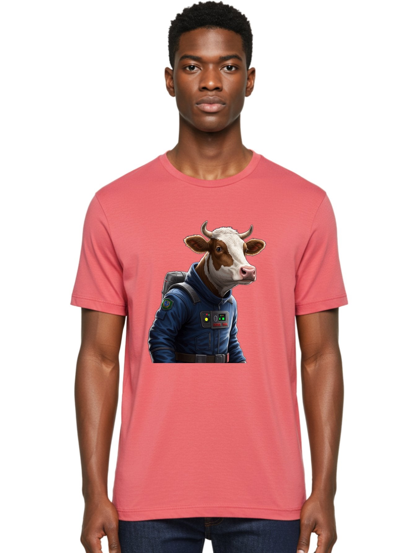 Cow-In-Space-Suit Men'S Graphic Tee, 100% Cotton, Comfortable Casual Summer Wear, Machine Washable, Vintage Camera, Old Camera, Antique Camera, Black Camera, Classic Photography, Photography Equipment, Nostalgic Device, Film Camera, Camera Art Bam117 21