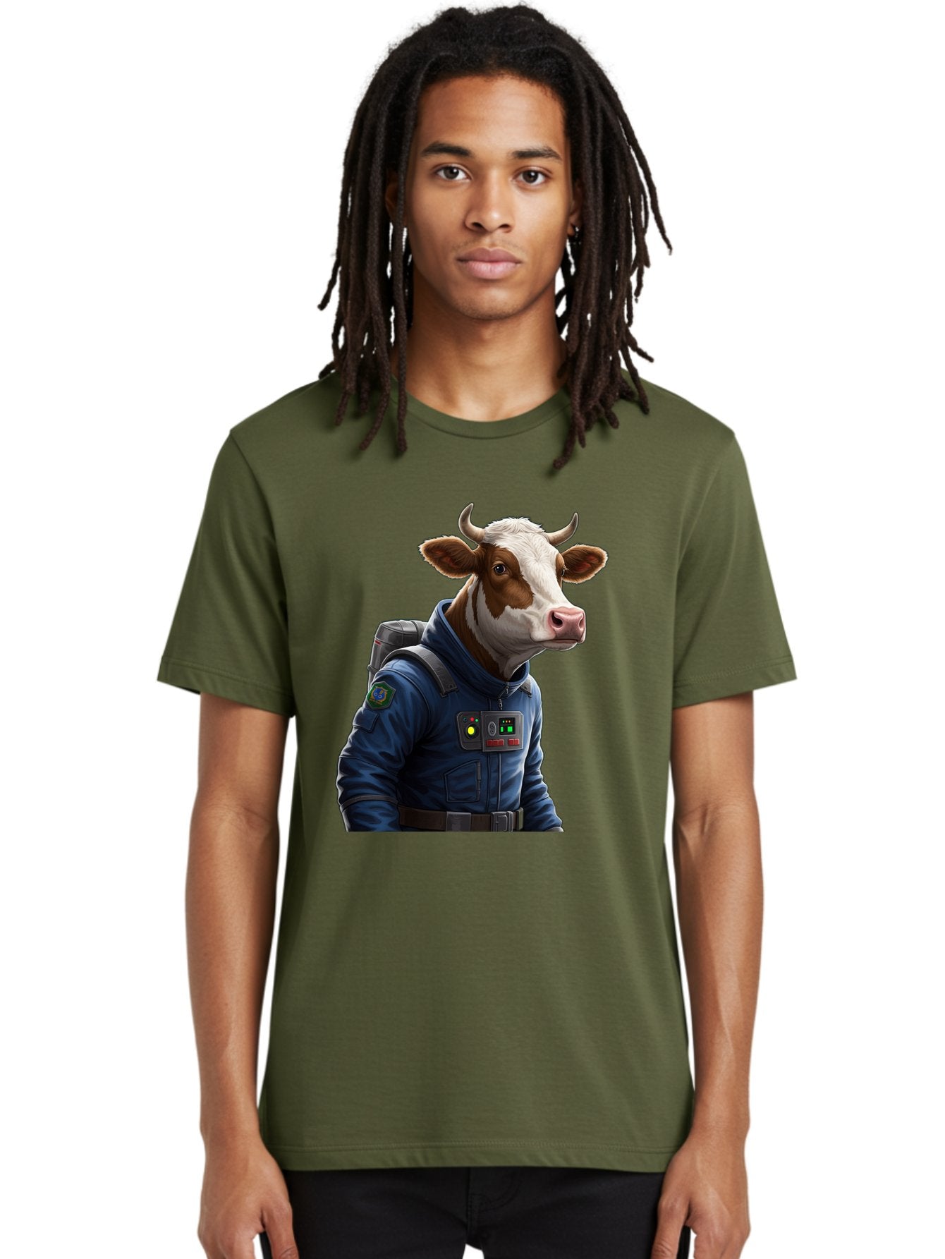 Cow-In-Space-Suit Men'S Graphic Tee, 100% Cotton, Comfortable Casual Summer Wear, Machine Washable, Vintage Camera, Old Camera, Antique Camera, Black Camera, Classic Photography, Photography Equipment, Nostalgic Device, Film Camera, Camera Art Bam117 23