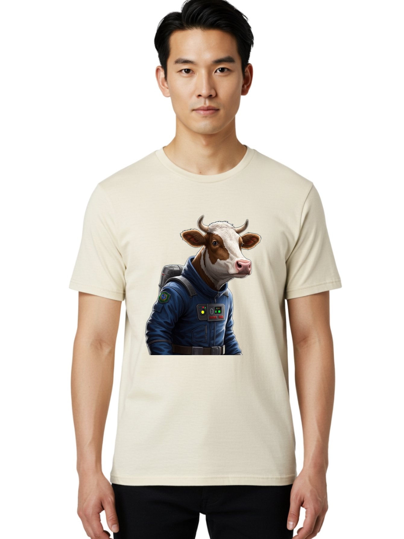 Cow-In-Space-Suit Men'S Graphic Tee, 100% Cotton, Comfortable Casual Summer Wear, Machine Washable, Vintage Camera, Old Camera, Antique Camera, Black Camera, Classic Photography, Photography Equipment, Nostalgic Device, Film Camera, Camera Art Bam117 19