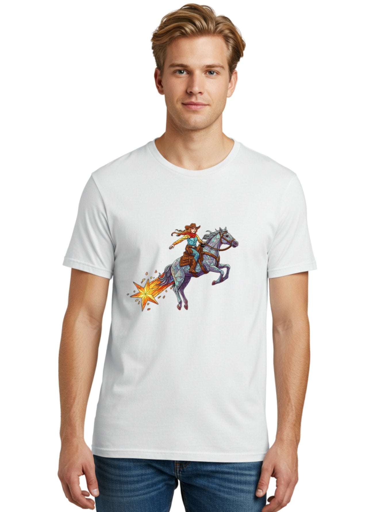 Cowgirl-On-Polygonal-Horse Men'S Graphic Tee, 100% Cotton, Comfortable Casual Summer Wear, Machine Washable, Vintage Camera, Old Camera, Antique Camera, Black Camera, Classic Photography, Photography Equipment, Nostalgic Device, Film Camera, Bam119 26