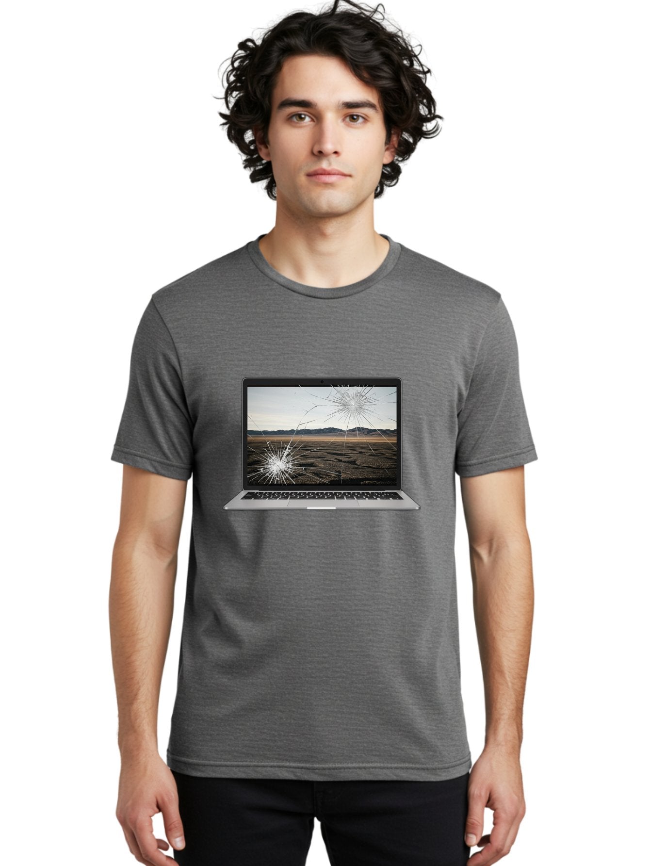 Cracked-Laptop-Screen Men'S Graphic Tee, 100% Cotton, Comfortable Casual Summer Wear, Machine Washable, Vintage Camera, Old Camera, Antique Camera, Black Camera, Classic Photography, Photography Equipment, Nostalgic Device, Film Camera, Bam122 17