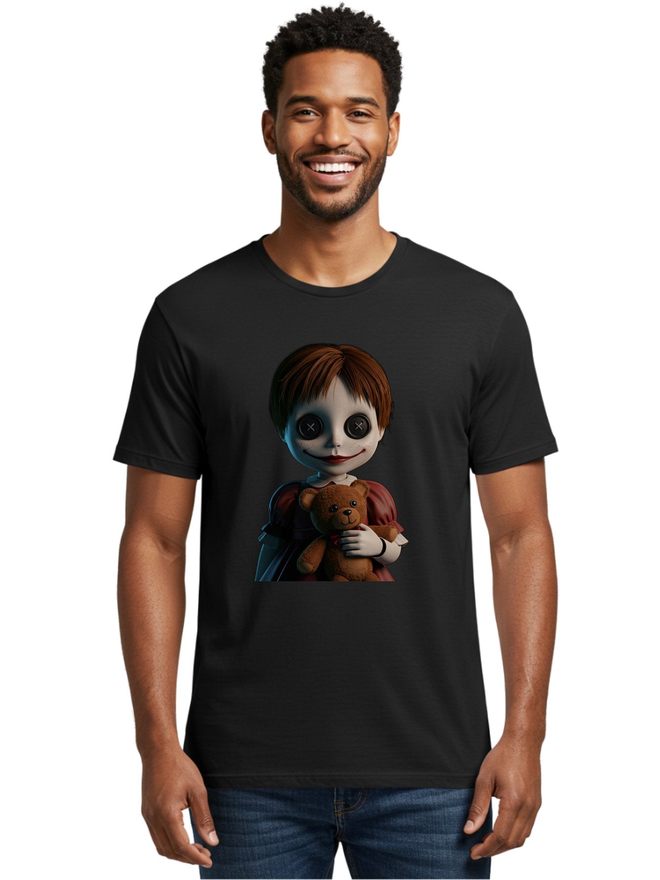 Creepy-Doll-1 Men'S Graphic Tee, 100% Cotton, Comfortable Casual Summer Wear, Machine Washable, Vintage Camera, Old Camera, Antique Camera, Black Camera, Classic Photography, Photography Equipment, Nostalgic Device, Film Camera, Camera Art Bam130 17
